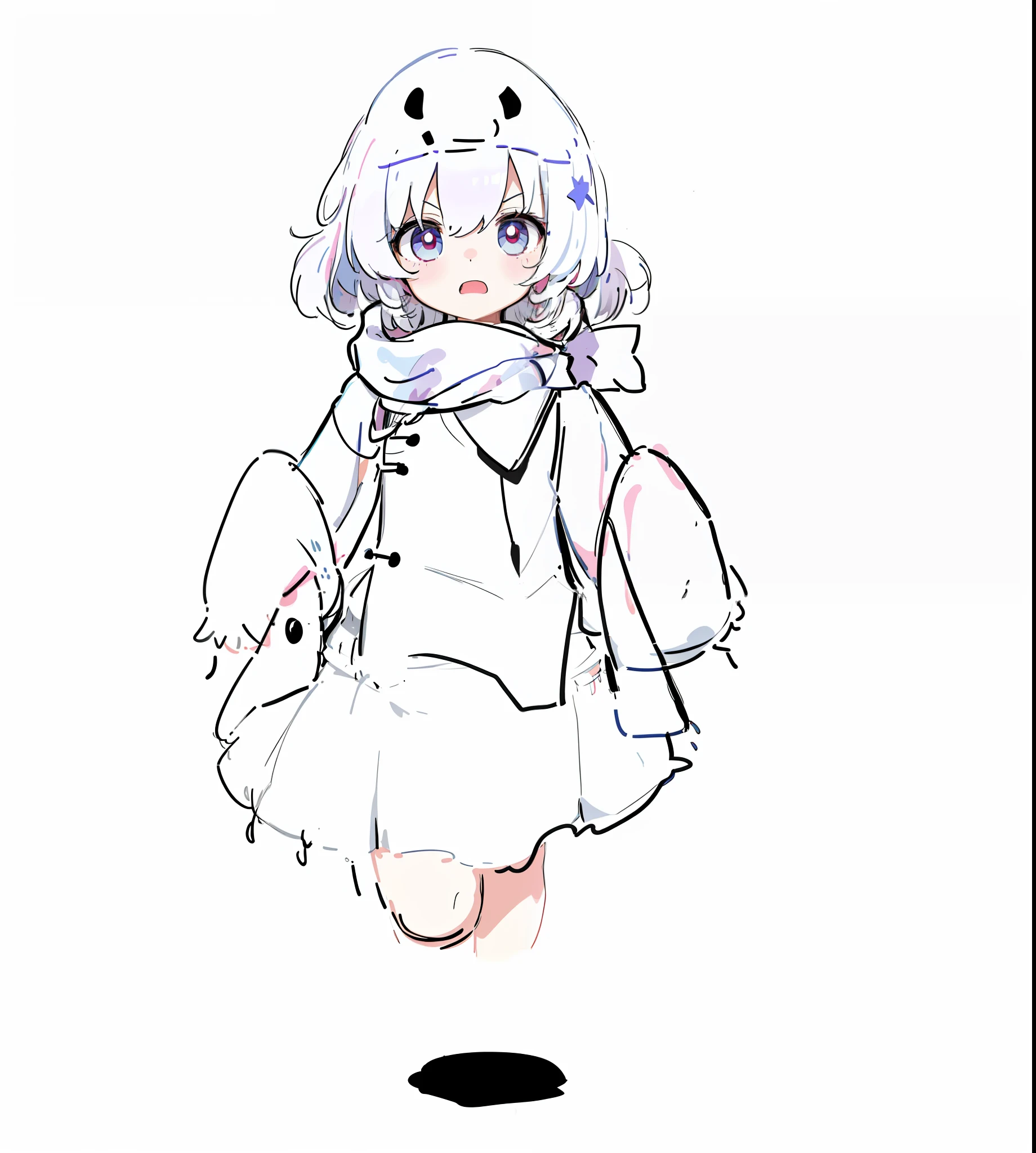 a drawing of a cartoon character with a hat and a scarf, small curvy loli, clean anime outlines, from touhou, thick lineart, thick black lineart, simple lineart, loli in dress, small loli girl, clean lineart, lineart, shalltear from overlord, pale young ghost girl, touhou character, variable lineart