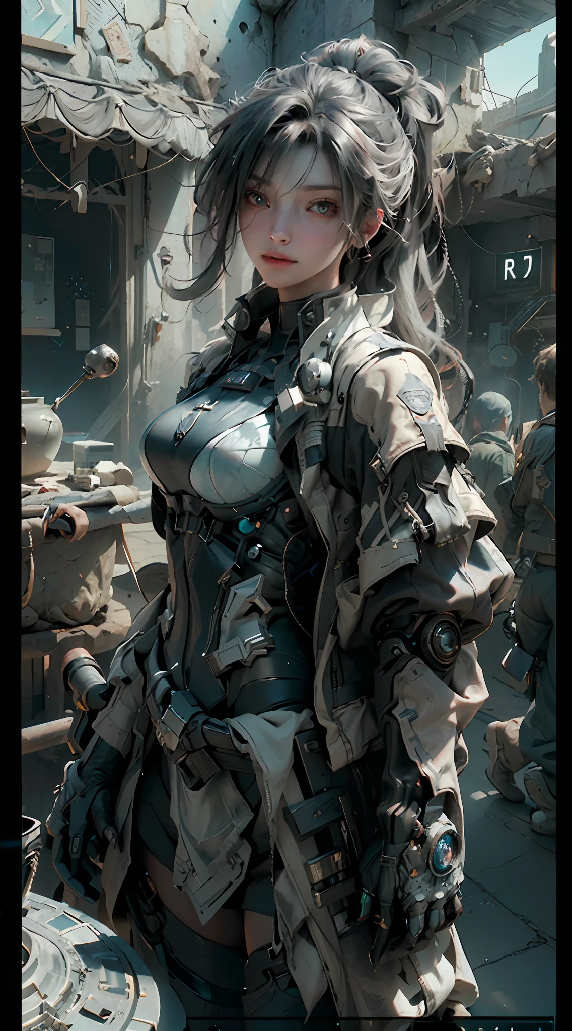 ((Best quality)), ((masterpiece)), (detailed:1.4), 3D, an image of a beautiful cyberpunk female,HDR (High Dynamic Range),Ray Tracing,NVIDIA RTX,Super-Resolution,Unreal 5,Subsurface scattering,PBR Texturing,Post-processing,Anisotropic Filtering,Depth-of-field,Maximum clarity and sharpness,Multi-layered textures,Albedo and Specular maps,Surface shading,Accurate simulation of light-material interaction,Perfect proportions,Octane Render,Two-tone lighting,Wide aperture,Low ISO,White balance,Rule of thirds,8K RAW,