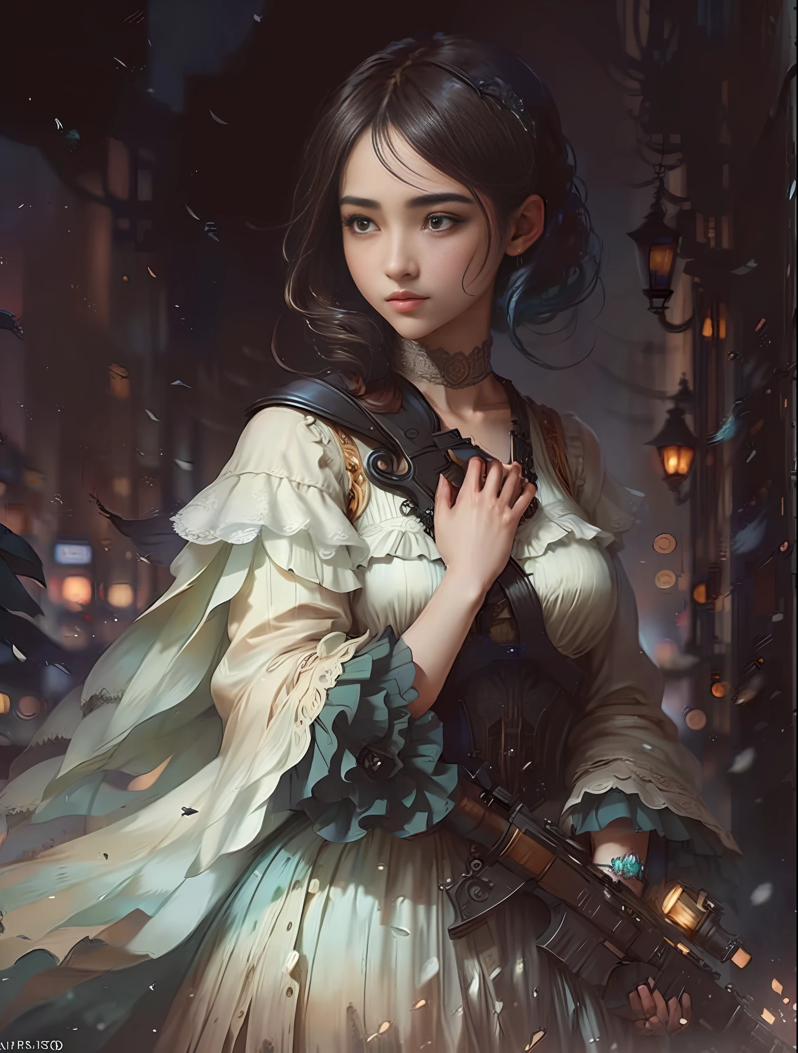 (dark shot:1.4), 80mm, (dark shot:1.4), 80mm, epic realistic, painting of a cute girl, by range murata, a big white moon in the background, street lamps,stunning, matted, paul gauguin, van gogh, art by greg rutkowski and artgerm, soft cinematic light, adobe lightroom, photolab, hdr, intricate, highly detailed, (depth of field:1.4), (dark shot:1.22), neutral colors, (hdr:1.4), (muted colors:1.4), (intricate), (artstation:1.2), hyperdetailed, dramatic, intricate details, (technicolor:0.9), (rutkowski:0.8), cinematic, detailed, soft light, sharp, exposure blend, medium shot, bokeh, (hdr:1.4), high contrast, (cinematic, teal and orange:0.85), (muted colors, dim colors, soothing tones:1.3), low saturation, (hyperdetailed:1.2), (noir:0.4), soft light, sharp, exposure blend, medium shot, bokeh, (hdr:1.4), high contrast, (cinematic, teal and orange:0.85), (muted colors, dim colors, soothing tones:1.3), low saturation, (hyperdetailed:1.2), (noir:0.4), (intricate details:1.12), hdr, (intricate details, hyperdetailed:1.15)