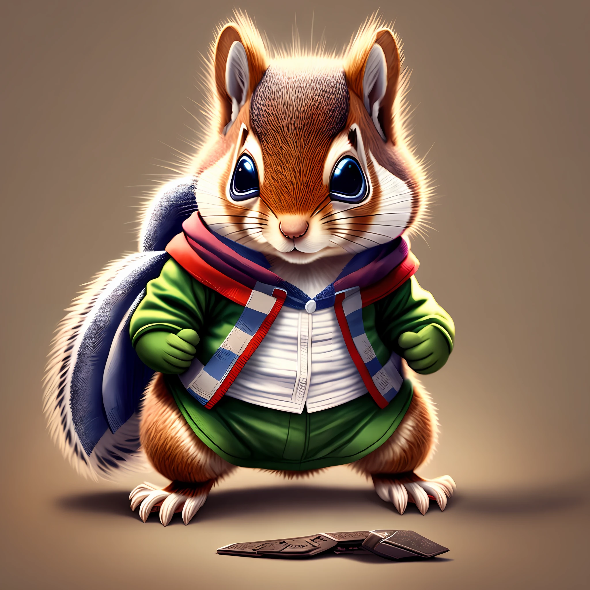 cartoon squirrel with a scarf and a cell phone, adorable digital painting, cute detailed digital art, cute digital art, cute 3 d render, rabbt_character, cute cartoon character, 3 d epic illustrations, artistic render, rendered art, highly detailed character design, realistic illustration, beautiful digital artwork, highly detailed characters, highly detailed character, stunning digital illustration