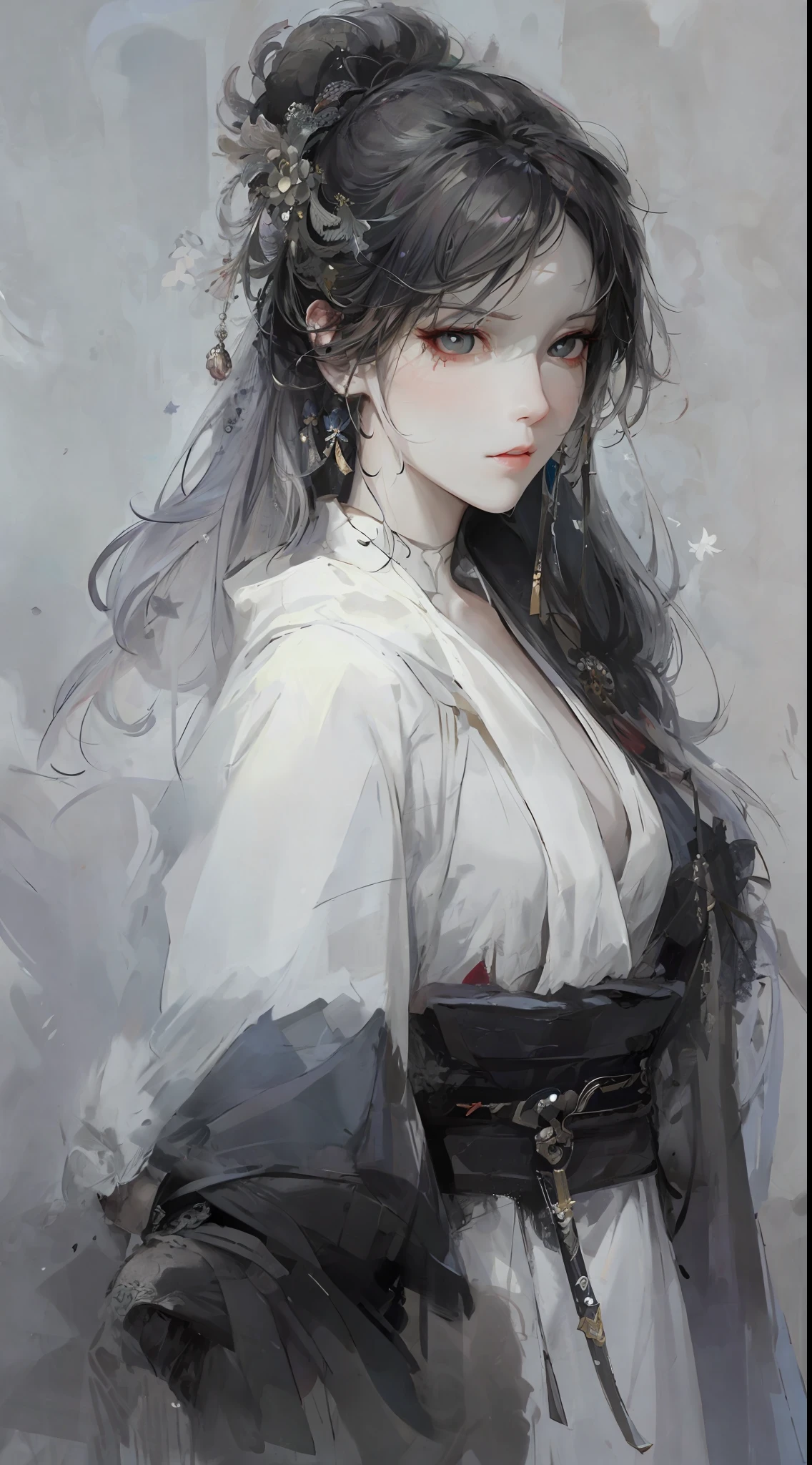 a close up of a woman with white hair and a white mask, beautiful character painting, guweiz, artwork in the style of guweiz, white haired deity, by Yang J, epic exquisite character art, stunning character art, by Fan Qi, by Wuzhun Shifan, guweiz on pixiv artstation