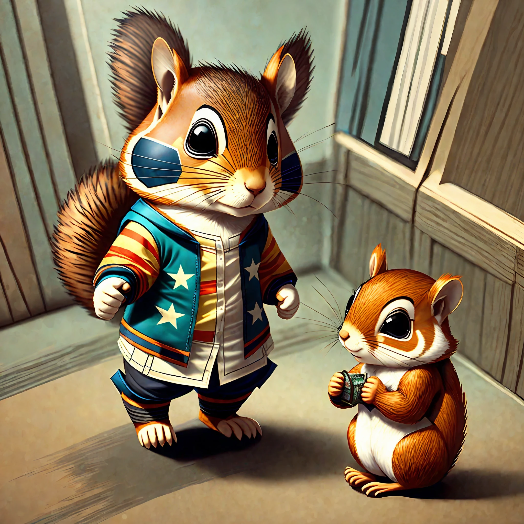 Create for me squirrel with the clothes of the smallest justice league --auto --s2