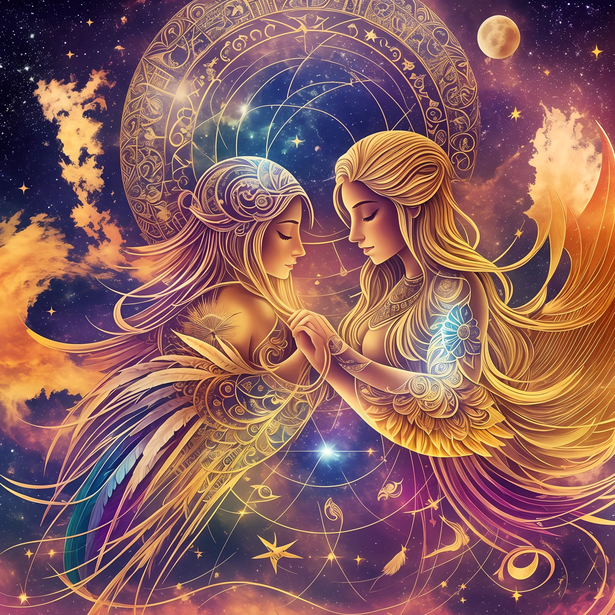 birth chart, heaven, moon, sun, planet, venus, feathers, play --auto --s2