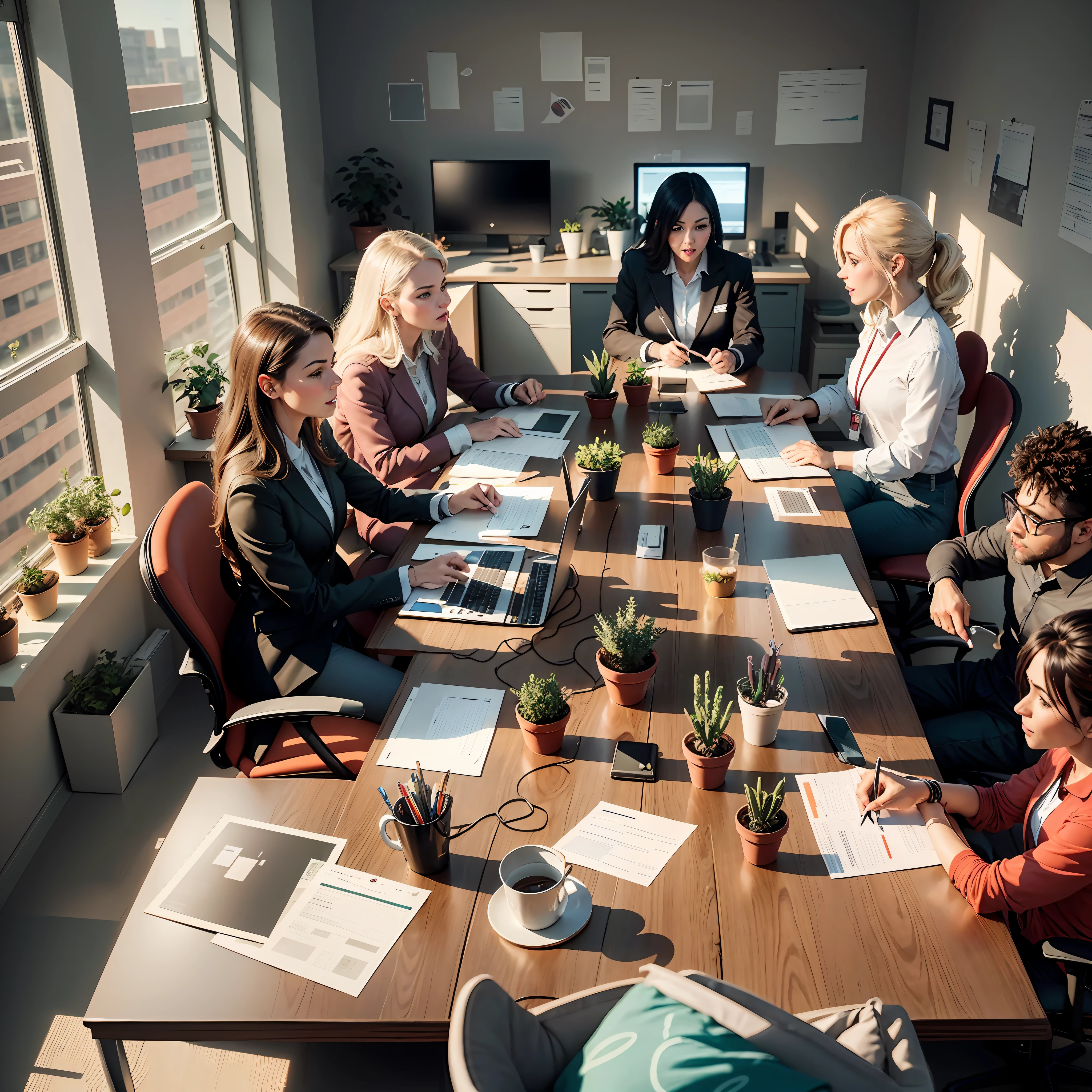 Image of a work team collaborating in a modern office, representing the growth of the company. Realistic image