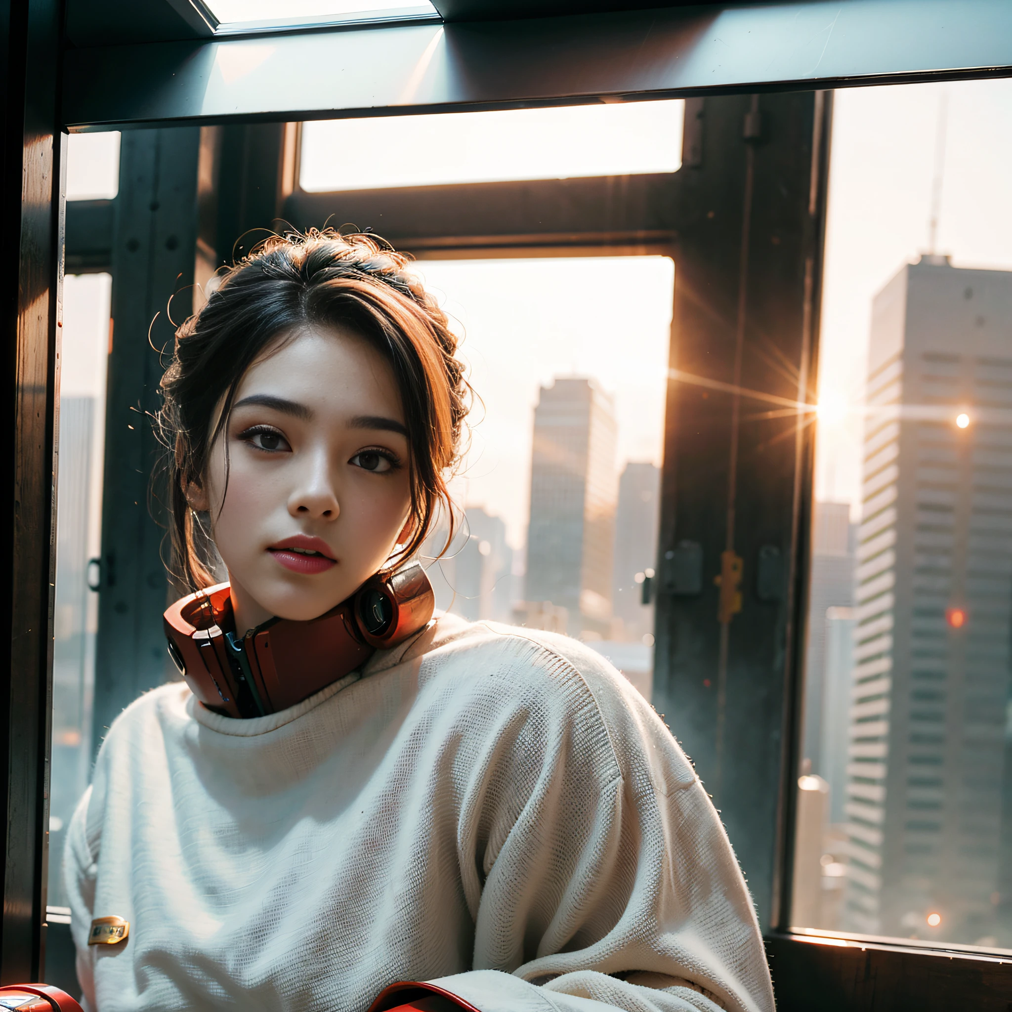 (1girl:1.3), solo, __body-parts__, official art, unified 8k wallpaper, super detailed, beautiful and aesthetic, beautiful, masterpiece, best quality, raw, masterpiece, super fine photo, best quality, super high resolution, photorealistic realism, sunlight, amazing beauty, dynamic pose, delicate face, vibrant eyes, (viewed from the side), he wears futuristic Iron Man mech, red and gold color scheme, very detailed abandoned warehouse background, detailed face, Detailed complex busy background, messy, gorgeous, milky, highly detailed skin, realistic skin details, visible pores, sharp focus, volumetric fog, 8k uhd, DSLR, high quality, film grain, fair skin, photo realism, lomography, huge metropolis in future dystopia, seen from below, translucent