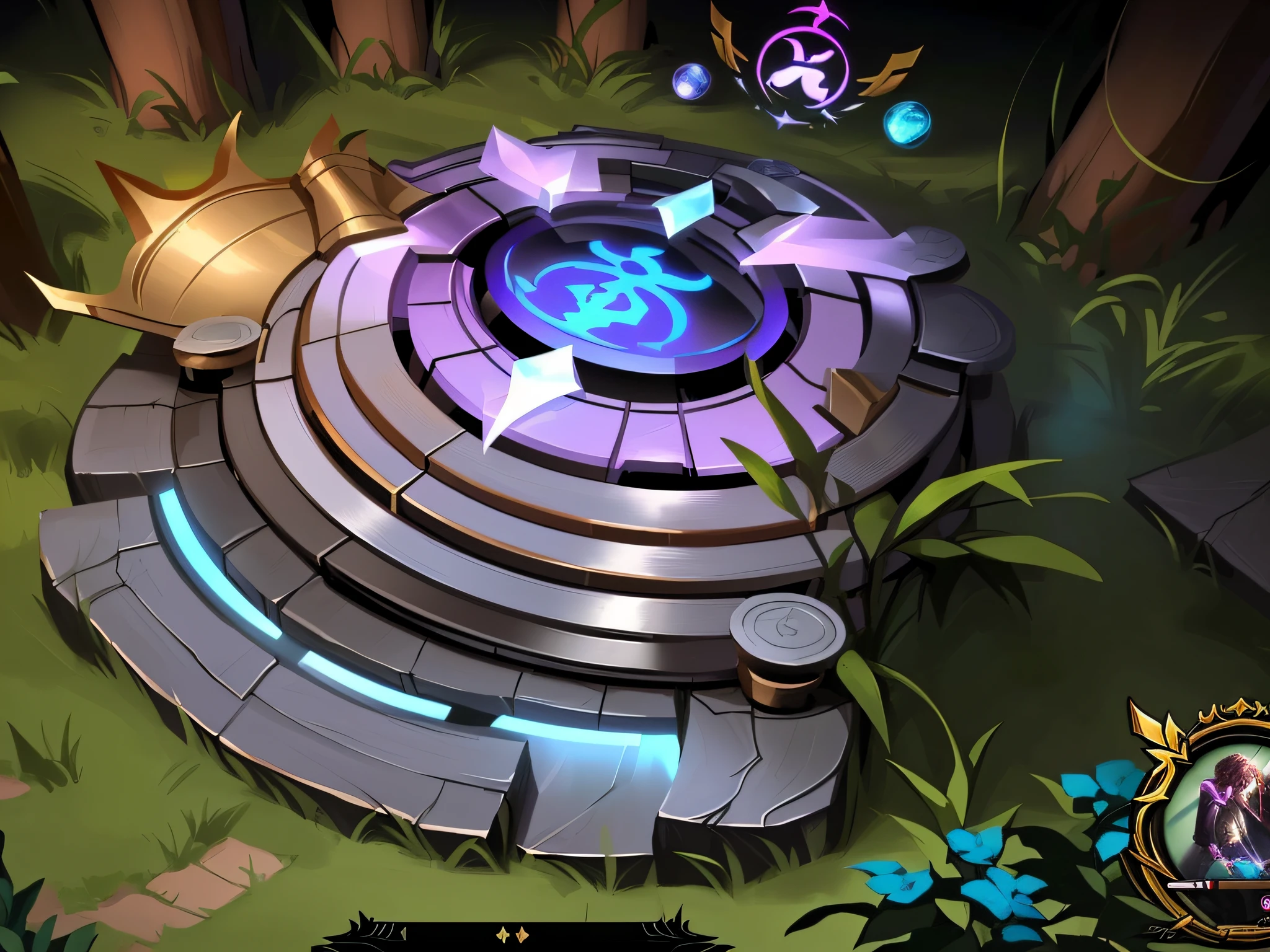 a screenshot of a game with a circular structure surrounded by plants, league of legends arcane, league of legends concept art, from league of legends, riot games concept art, arcane league of legends, style of league of legends, riot game, style league of legends, wild rift, league of legends style, irelia, league of legends art style