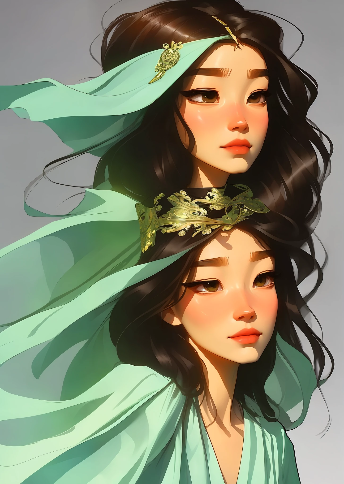 ((full body)), samdoesarts style award winning full body portrait of a beautiful woman, ((perfect feminine face)),((Ancient Chinese Green Clothes)), ((green peking Opera costumes)), (Long sleeves) Gazebo, Complex, (Beautiful Detail Eyes, elongated eyebrows),((Hairpins, twisted hair)),(Sadness), ((tears)), (Sunlight), shaded flat illustration, digital art, trending on artstation, highly detailed, fine detail, intricate, art by artgerm and rutkowski and alphonse mucha,
