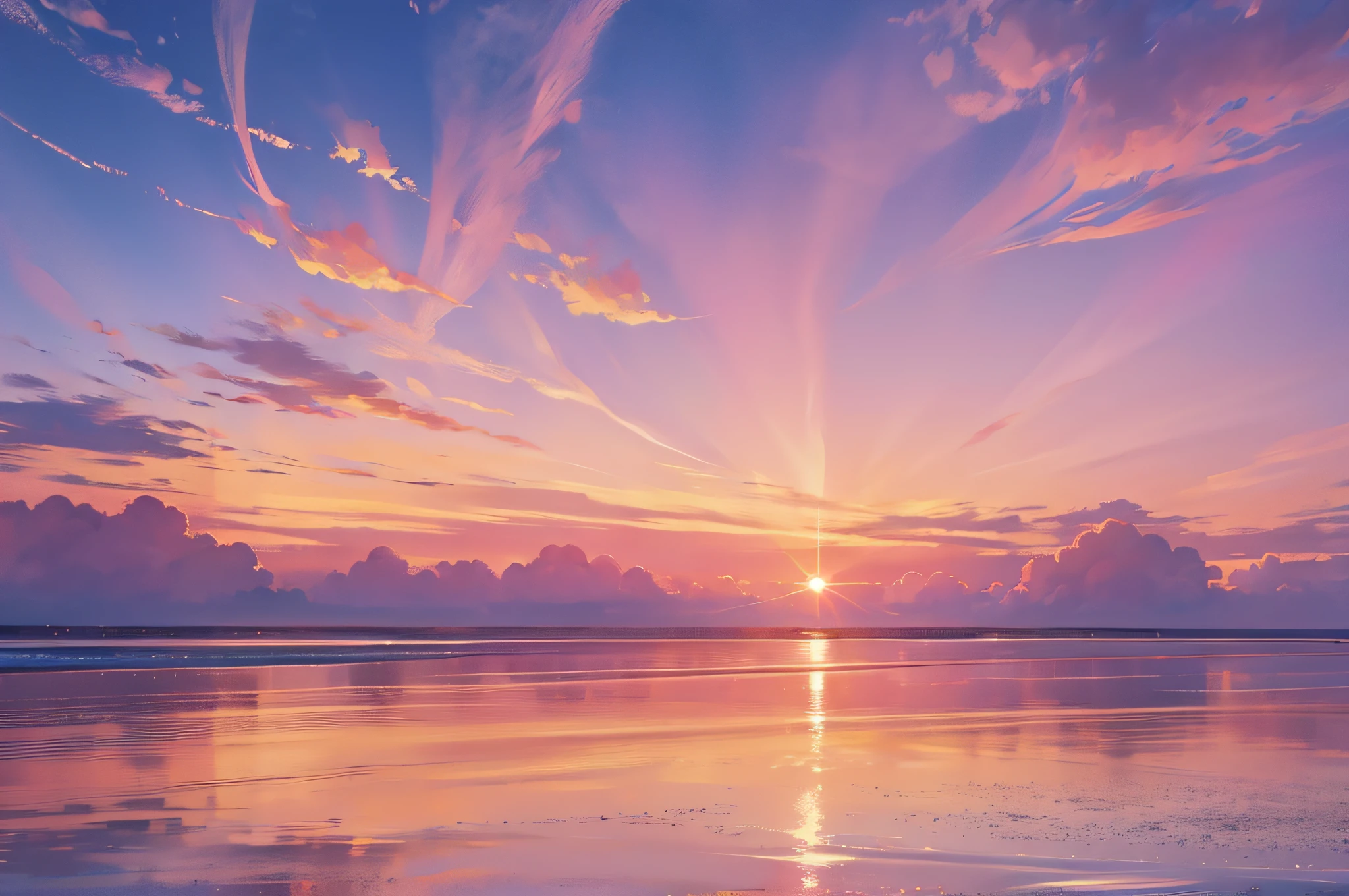 light soft panorama sunset sky background with pink clouds --auto --s2