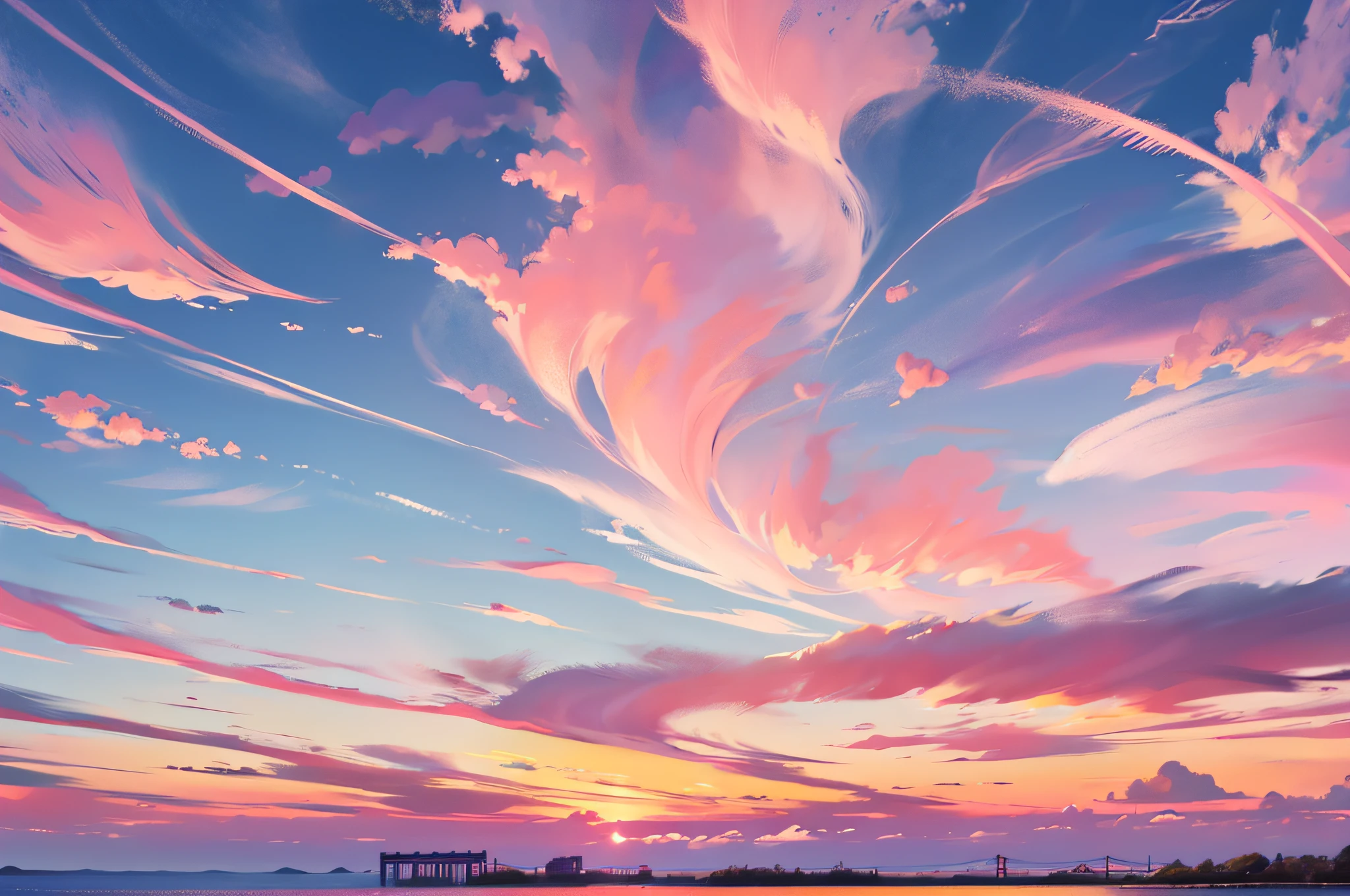 light soft panorama sunset sky background with pink clouds --auto --s2