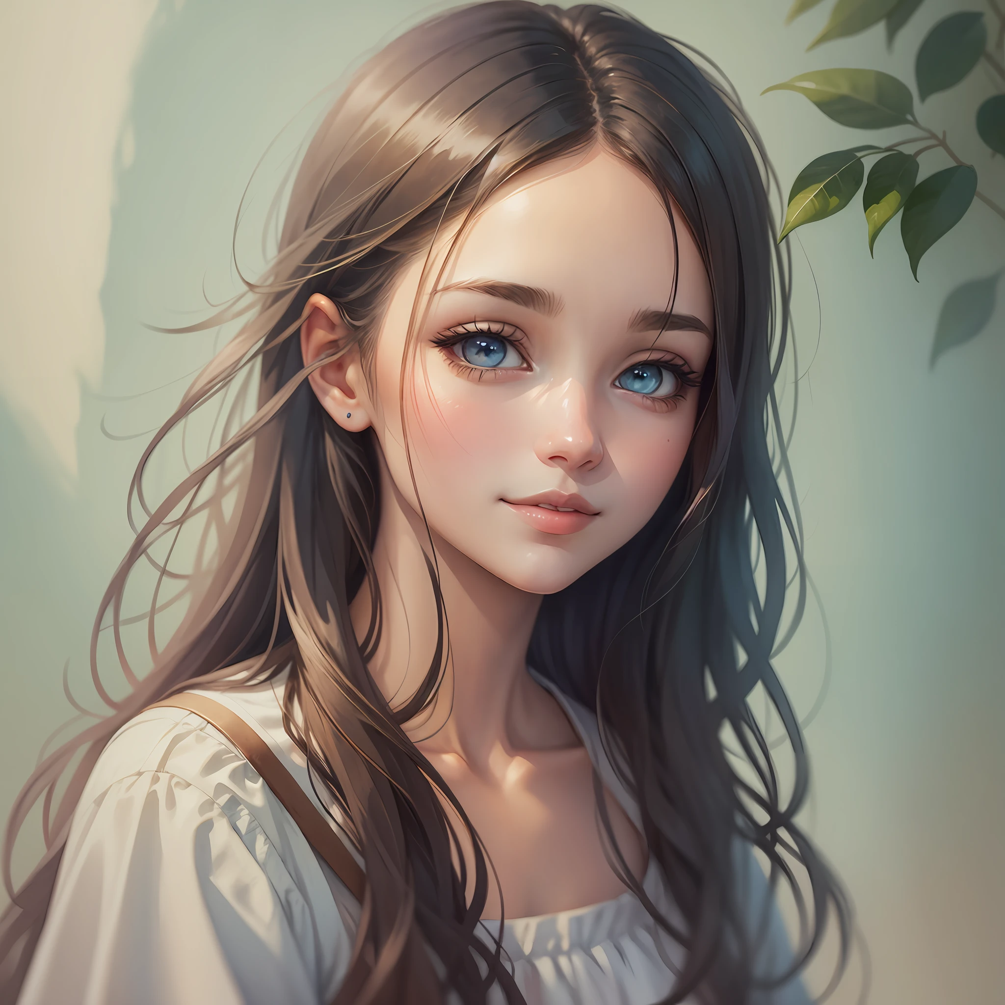 Watercolor Illustration,Most Beautiful Girl Serene Eyes, Slight Smile,Highest Quality 8k --auto --s2