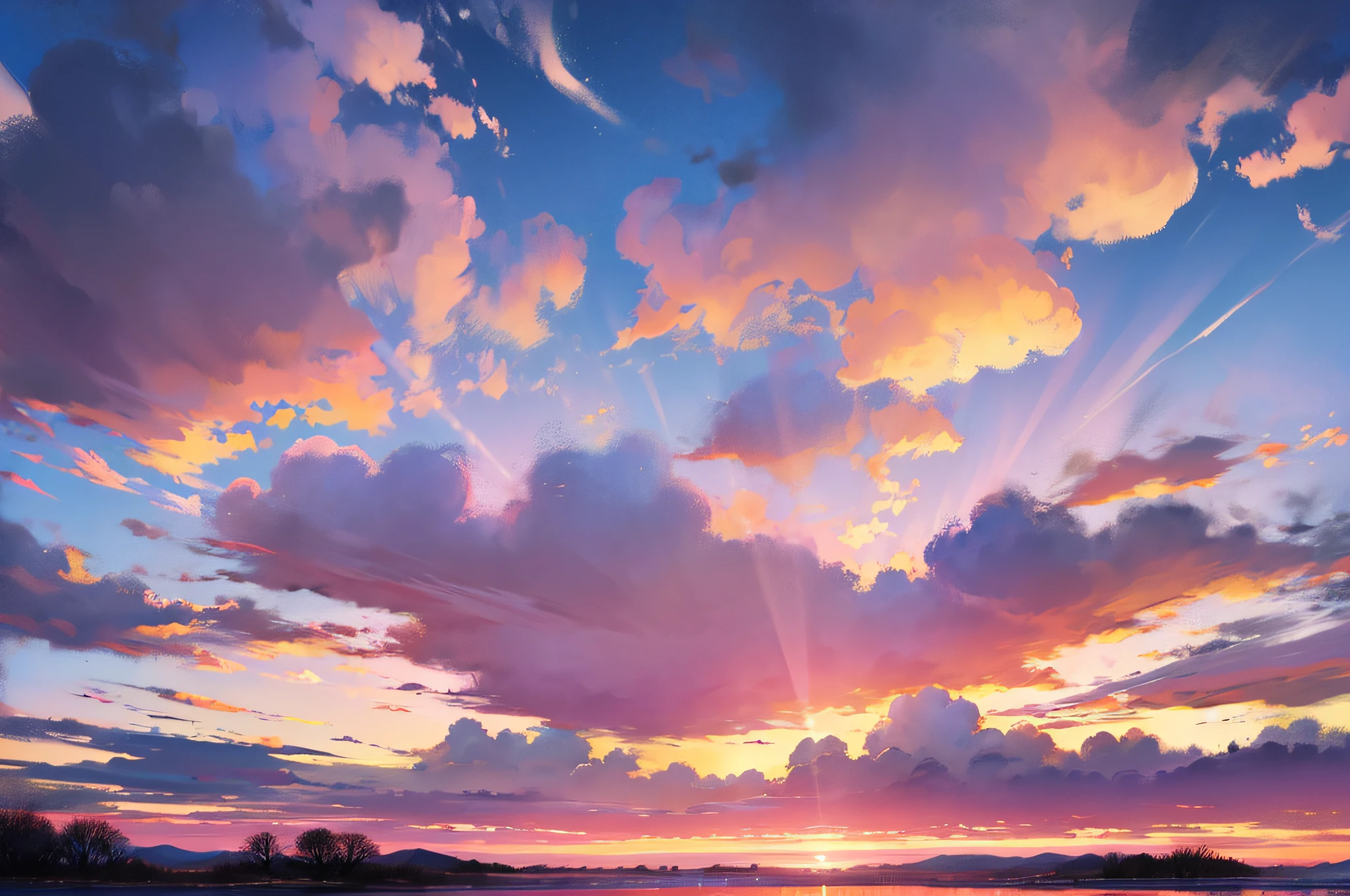 light soft panorama sunset sky background with pink clouds --auto --s2