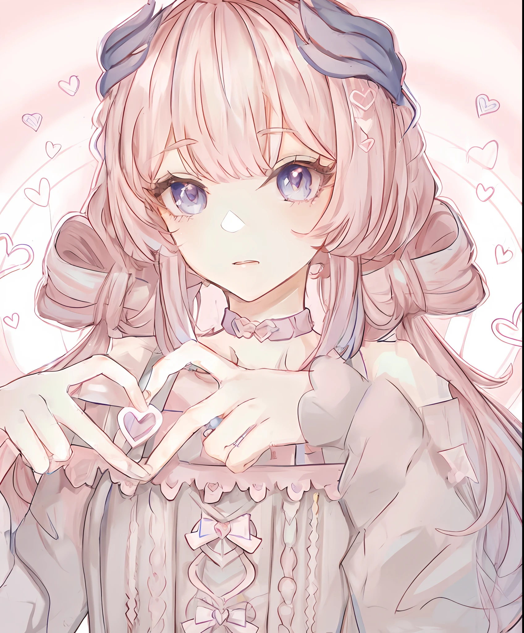 anime girl with long hair and a heart-shaped ring, soft anime illustration, magical girl portrait, kawaii realistic portrait, anime look of a cute girl, cute portrait of anime girl, cute portraits of anime girl, cute anime girl, atelier lulua, detailed portrait of anime girl, fanart marin kitagawa, cute anime girl portrait, Anime style portrait, digital art in pixiv, purple eyes, pink hair.