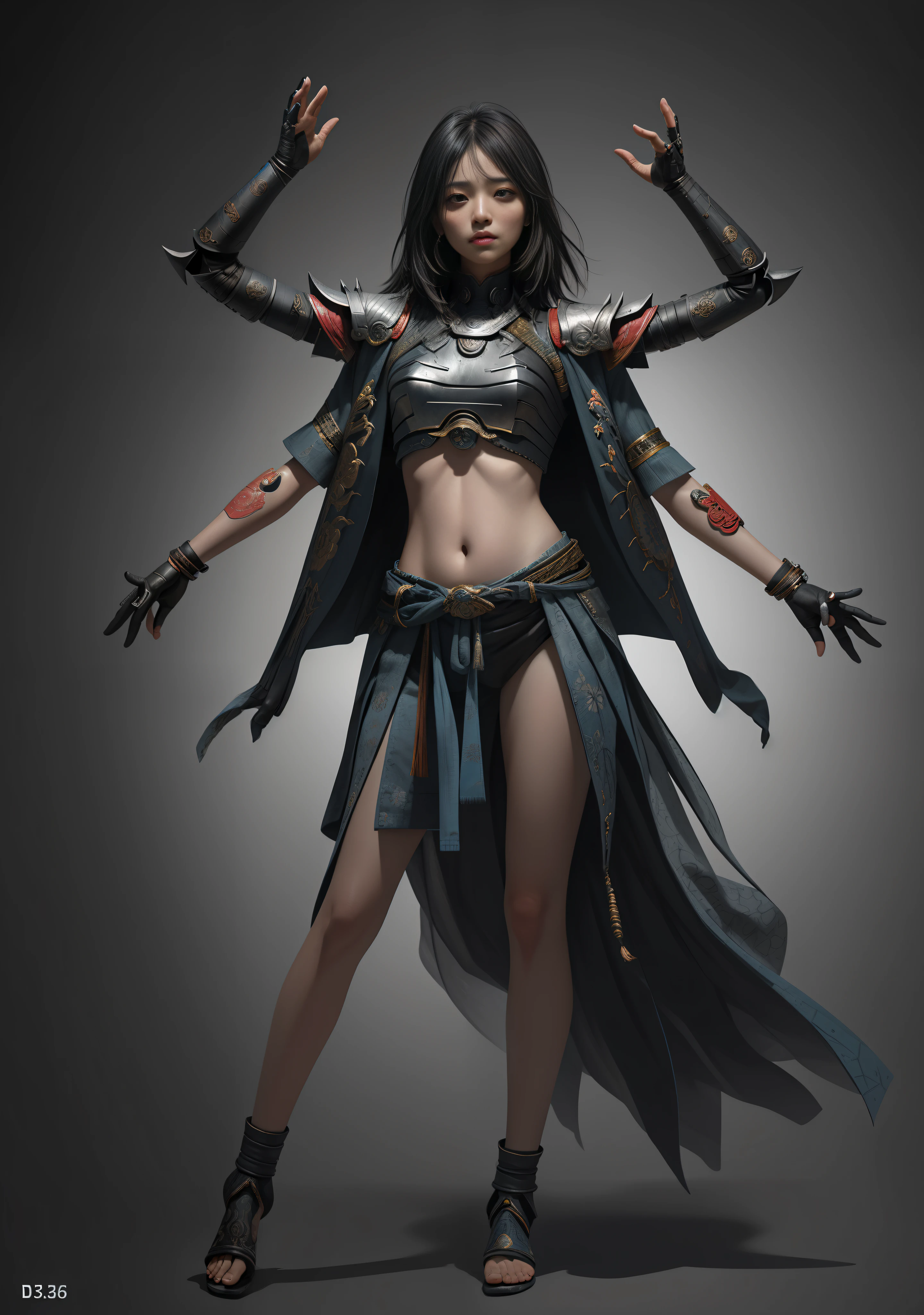Asura Goddess, Detailed Face and Eyes, Full Body, Japanese Style Armor, Rich Detail, Gorgeous Pattern, Shabby Fabric, Realistic, Photo, Masterpiece, Realism, High Contrast, Realistic Digital Art Trends in Artstation 8k HD Detail Realistic, Detailed, Skin Texture, Ultra Detailed, Realistic Skin Texture, Armature, Best Quality, Ultra High Resolution, (Realistic:1.4),, High Resolution, Detailed, Original Photo, Sharp Renewal, Lee Jeffries Nikon D850 Film Stock Photo 4 Kodak Portra 400 Camera F1.6 Lens Rich colors Ultra-realistic textures Dramatic lighting Unreal Engine Trends on the Art Station Cinematic Still 800