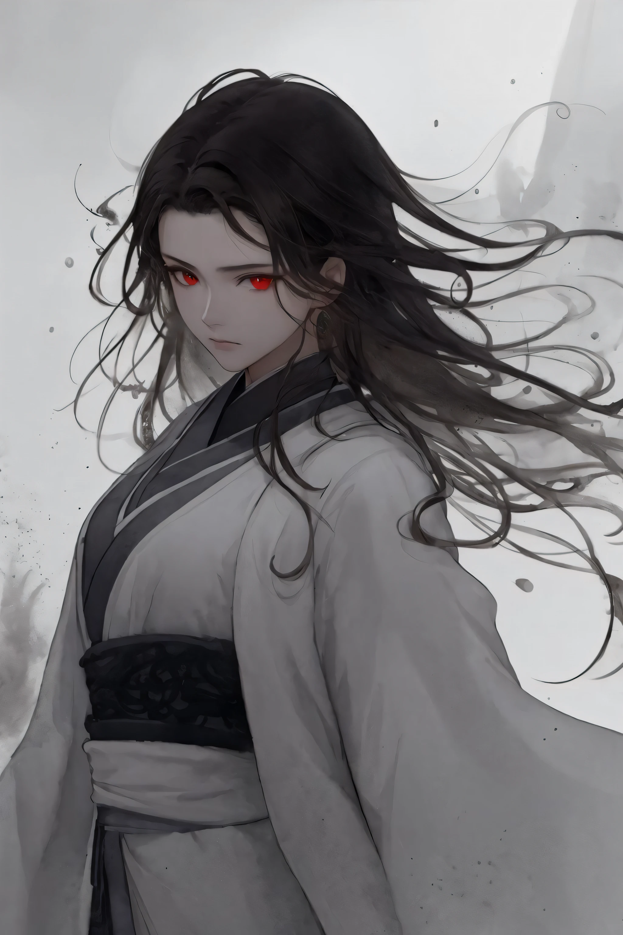 ((best quality)), (((masterpiece))), (highres), original, extremely detailed 8K wallpaper, [an extremely delicate and beautiful girl who with dark red long hair,dress,scarf,feather and is (heroic battle:1.3)],(beautiful detailed red eyes),world masterpiece theater,beautiful detailed garden, fluttered detailed petal, grow, melting, abstract, [a girl who has short hair with long locks,small breast ,messy hair, red eyes,long sleeves ,Taoist robe,oversized clothes is melting and splashing],splash,hyper detailed,backlighting,sand, water,black background, dust clodust,water splash, (((Ink painting style))),(((Chinese Brush Painting))),, Blacker than black, darker than darkness, I wished for my crimson mixture, The hour of awakening has come, Falling into the border of infallibility, Appear as a distortion of worklessness, dance dance dance, What I want from the torrent of my power is collapse, Unparalleled collapse, All things equally reduced to ashes, come from the abyss, This is mankind's most powerful means of attack., This is the ultimate attack magic, Explosion!