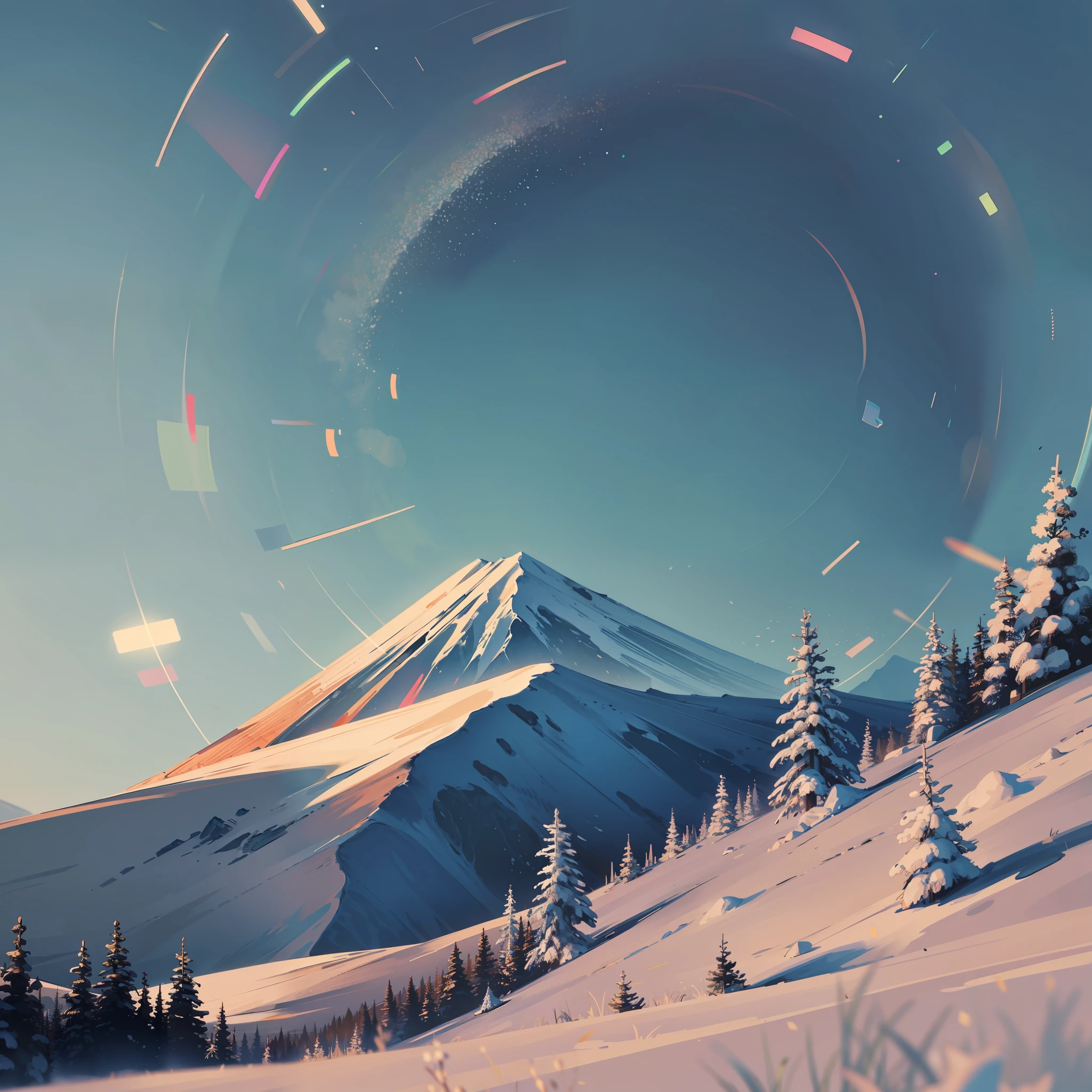 The outside of the mountain is shrouded in a circle of light, like a bowl buckled on it
