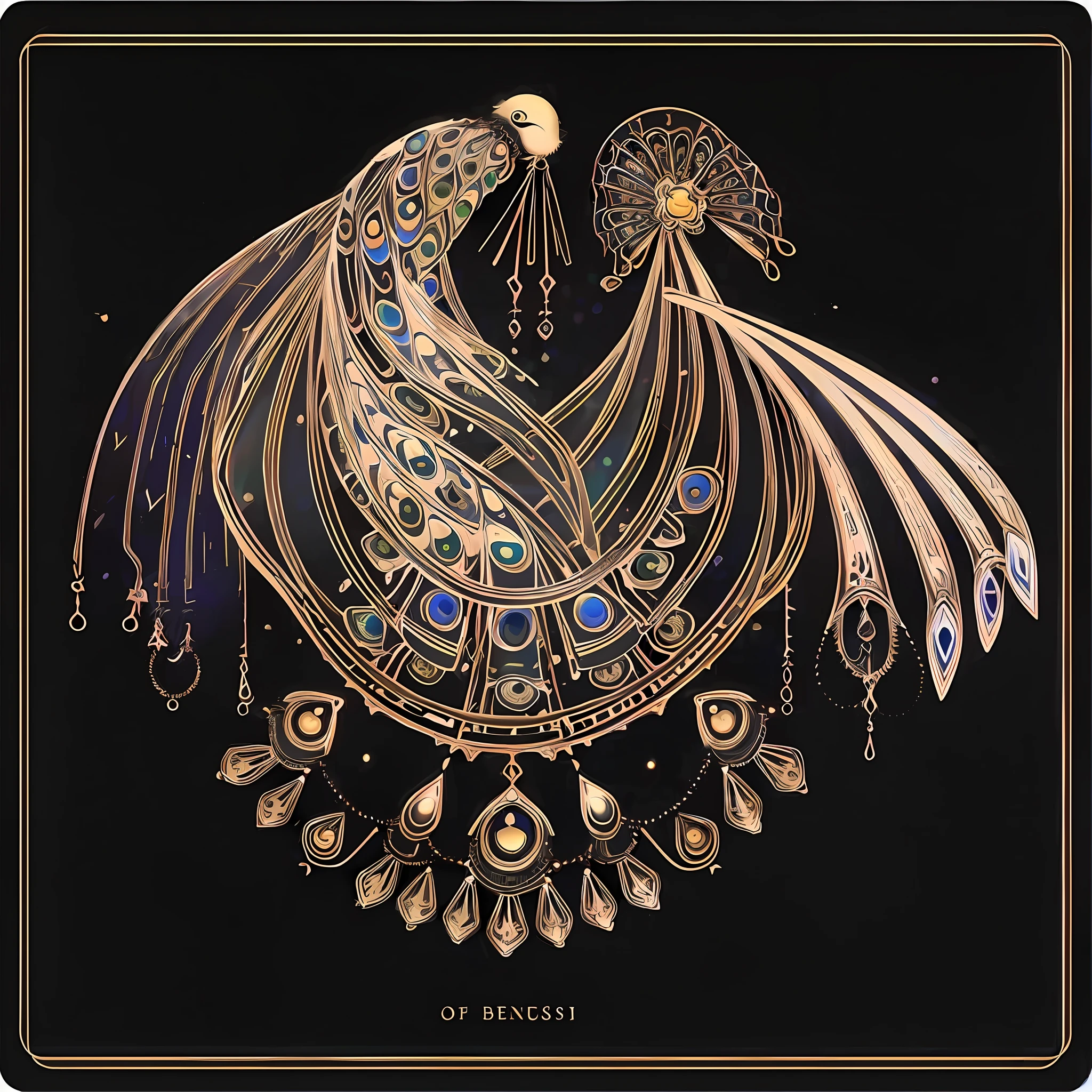 realistic, (best quality, masterpiece:1.3), peacock,soul card, noctilucent line, no humans,