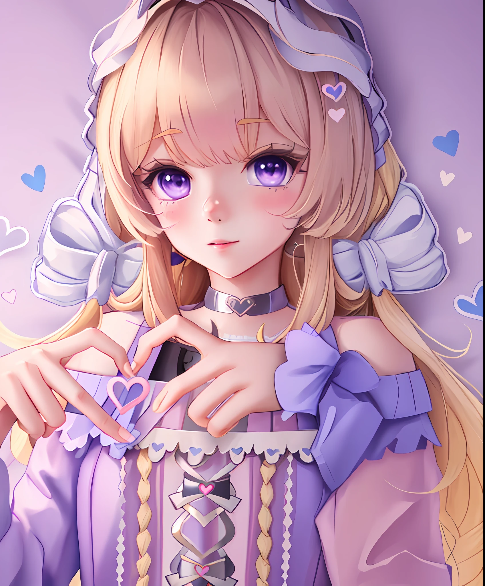 anime girl with long hair and a heart-shaped ring, soft anime illustration, magical girl portrait, kawaii realistic portrait, anime look of a cute girl, cute portrait of anime girl, cute portraits of anime girl, cute anime girl, atelier lulua, detailed portrait of anime girl, fanart marin kitagawa, cute anime girl portrait, Anime style portrait, digital art in pixiv, purple eyes, pink hair.