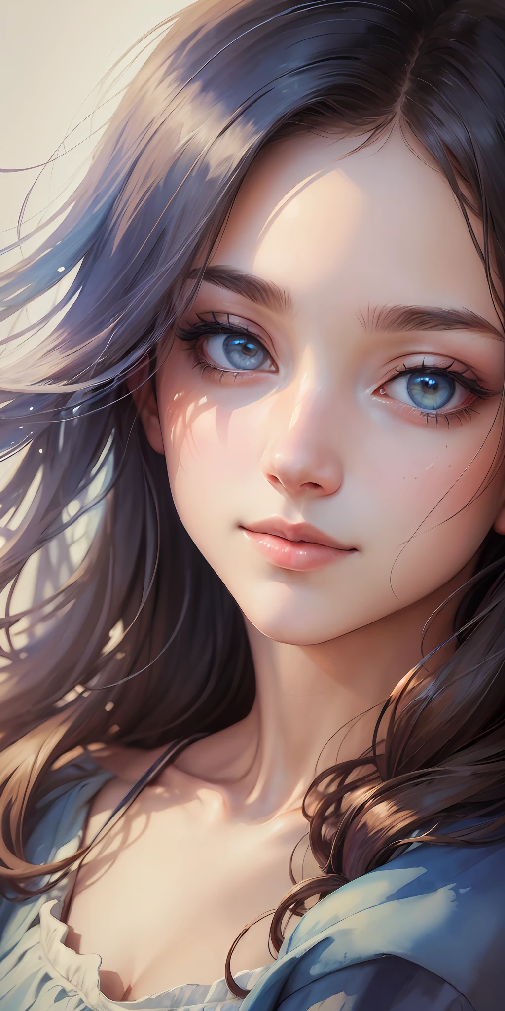 ((high quality, masterpiece)), watercolors, the most beautiful face, serene eyes, slight smile, smooth angle, adequate depth of field.