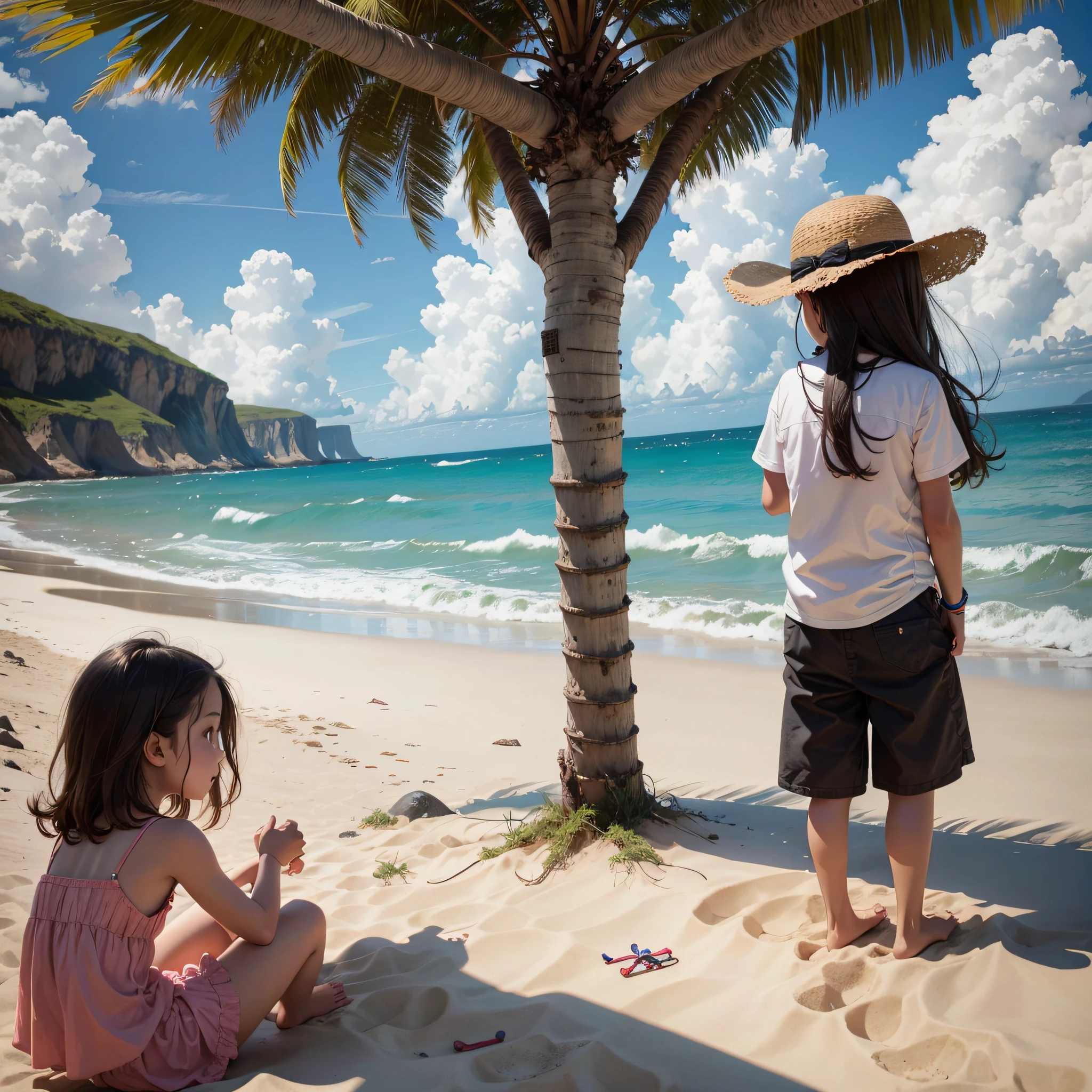 Two children playing on the beach --auto --s2