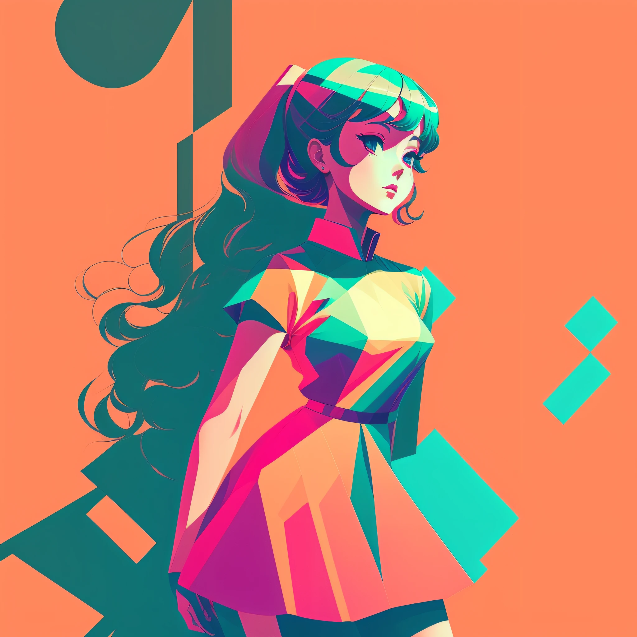 a woman, in a dynamic pose wearing a fashionable outfit, designed by Gucci::3, tumblr, inspired by Yanjun Cheng style, digital art, meme lofi internet girl, trend in dezeen, catalog photo, 3 d render beeple, rhads and lois van baarle, cartoon style illustration, bright pastel colors, a beautiful art illustration, retro anime girl --ar 2:3 --q 2