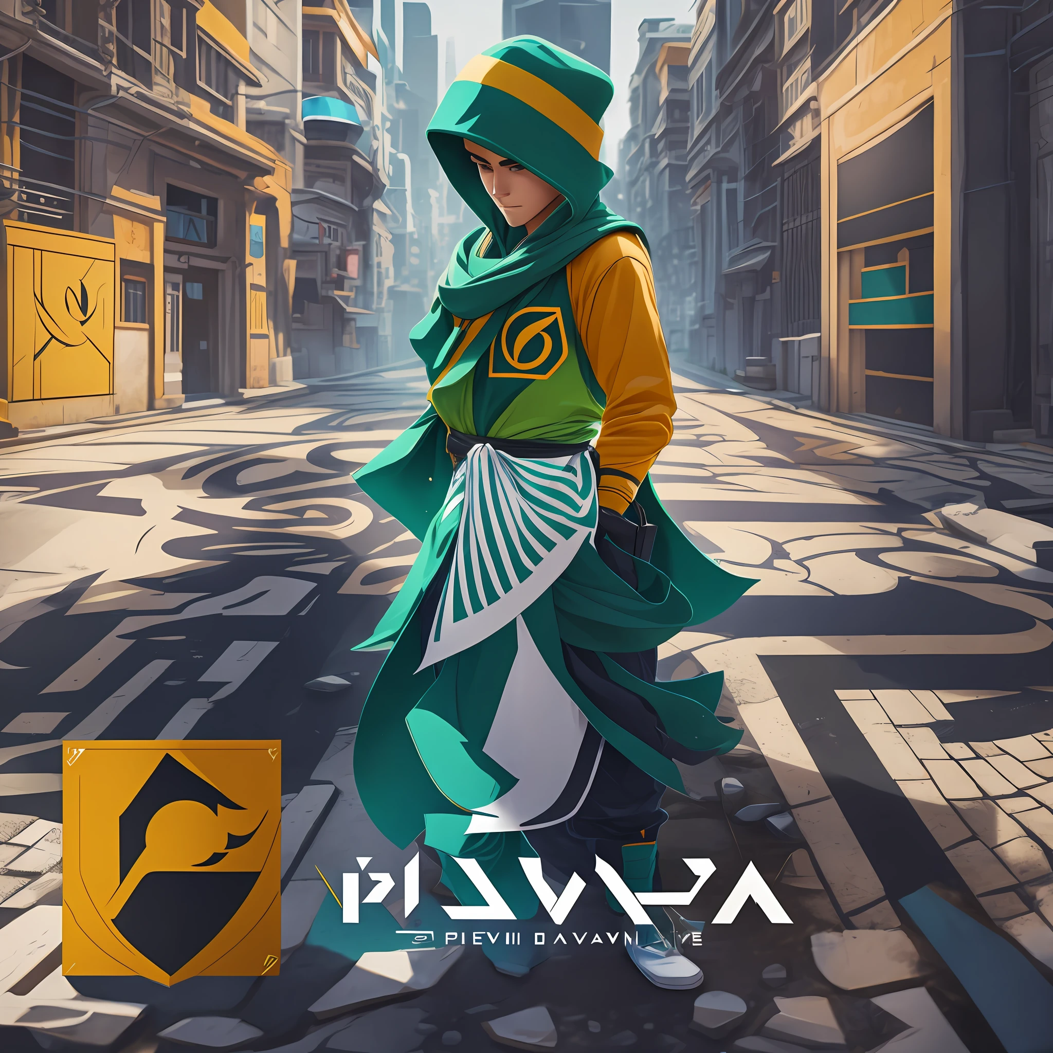 Imagine a distinctive logo for "Piva" in which the name is displayed within the stylized silhouette of an iconic CS:GO character. Use clean lines and contrasting colors to make both the character and the name stand out. It adds subtle details of iconic in-game weapons to reinforce the connection to CS:GO and the identity of "Piva" as a player." --auto --s2
