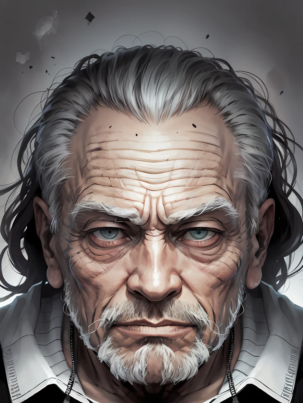 Charles Bukowski, front face, black background --auto --s2