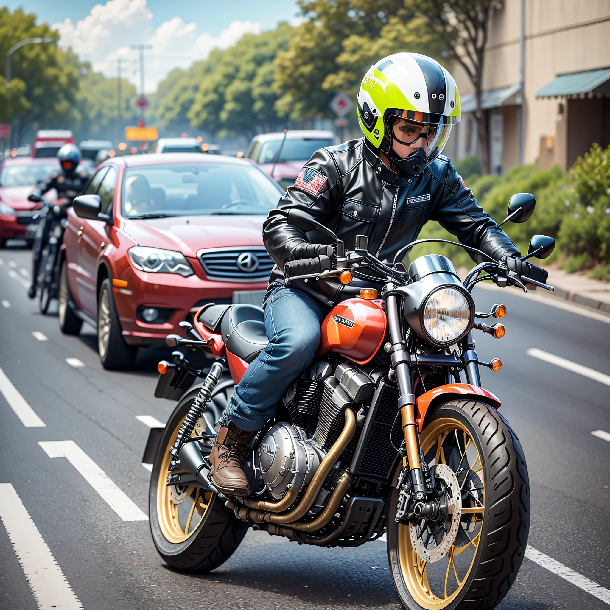 Attention, motorcyclists! Wear safety equipment, such as a helmet and appropriate clothing, and respect traffic laws --auto --s2