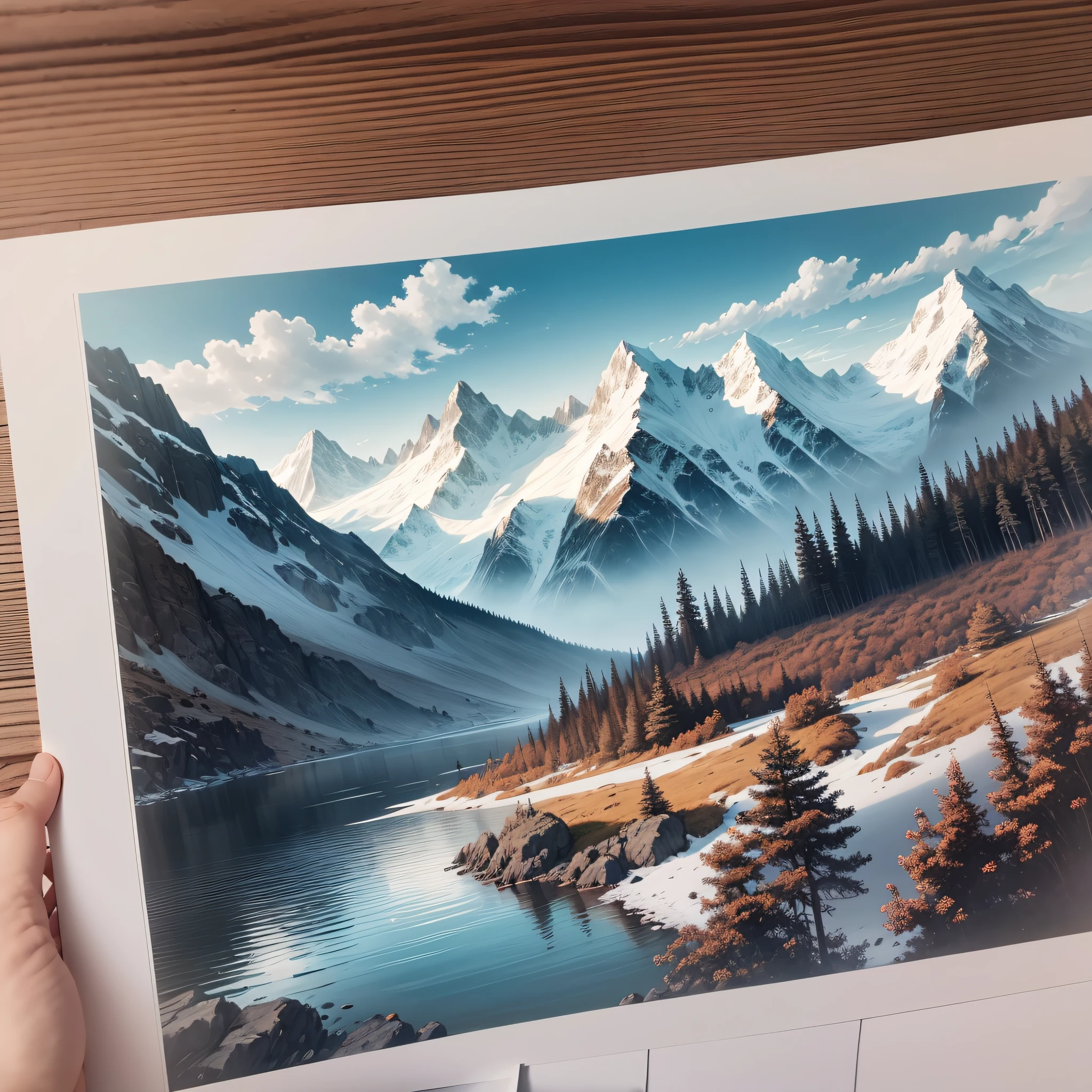 white background, scenery, ink, mountains, water, trees --auto --s2
