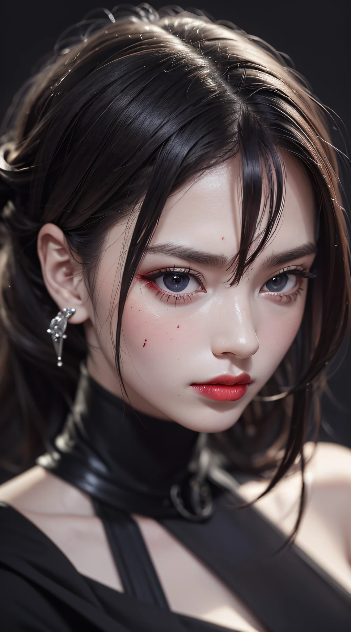 masterpiece, best quality, 8k, absurdres, beautiful girl, (night, upper body, dark background:1.4), (classical dress:1.6), (blood dripping from mouth:1.5), dark studio, rim lighting, two tone lighting, dimly lit, low key, ultra realistic, highres, photography, film grain, chromatic aberration, depth of field, sharp focus, HDR, facelight, dynamic lighting, cinematic lighting, professional shadow, dark shadow, highest detailed, extreme detailed, ultra detailed, finely detail, real skin, delicate facial features, detailed face and eyes, sharp pupils, realistic pupils