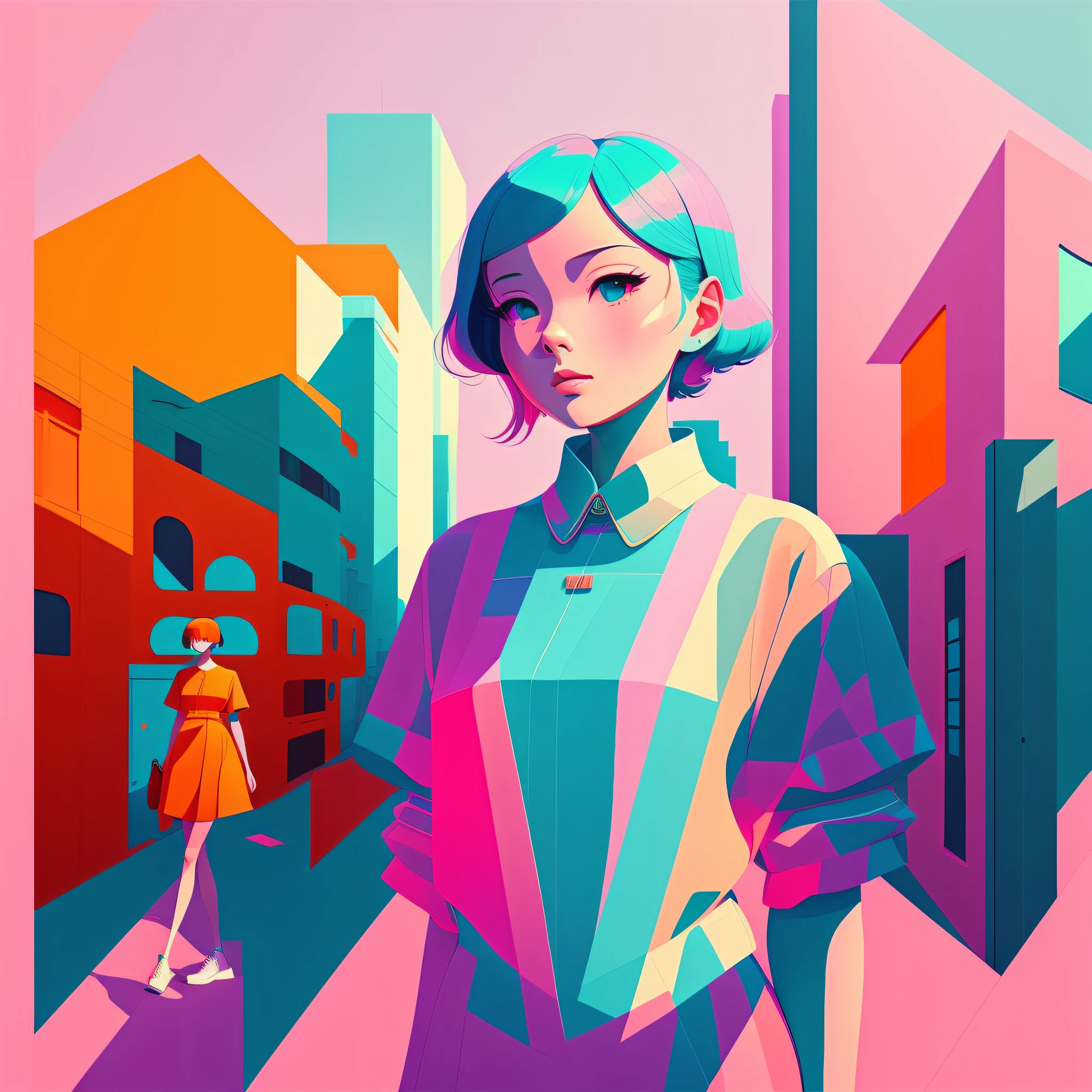 city, designed by Gucci::3, tumblr, inspired by Yanjun Cheng style, digital art, meme lofi internet girl, trend in dezeen, catalog photo, 3 d render beeple, rhads and lois van baarle, cartoon style illustration, bright pastel colors, a beautiful art illustration, retro anime girl --ar 2:3 --q 2