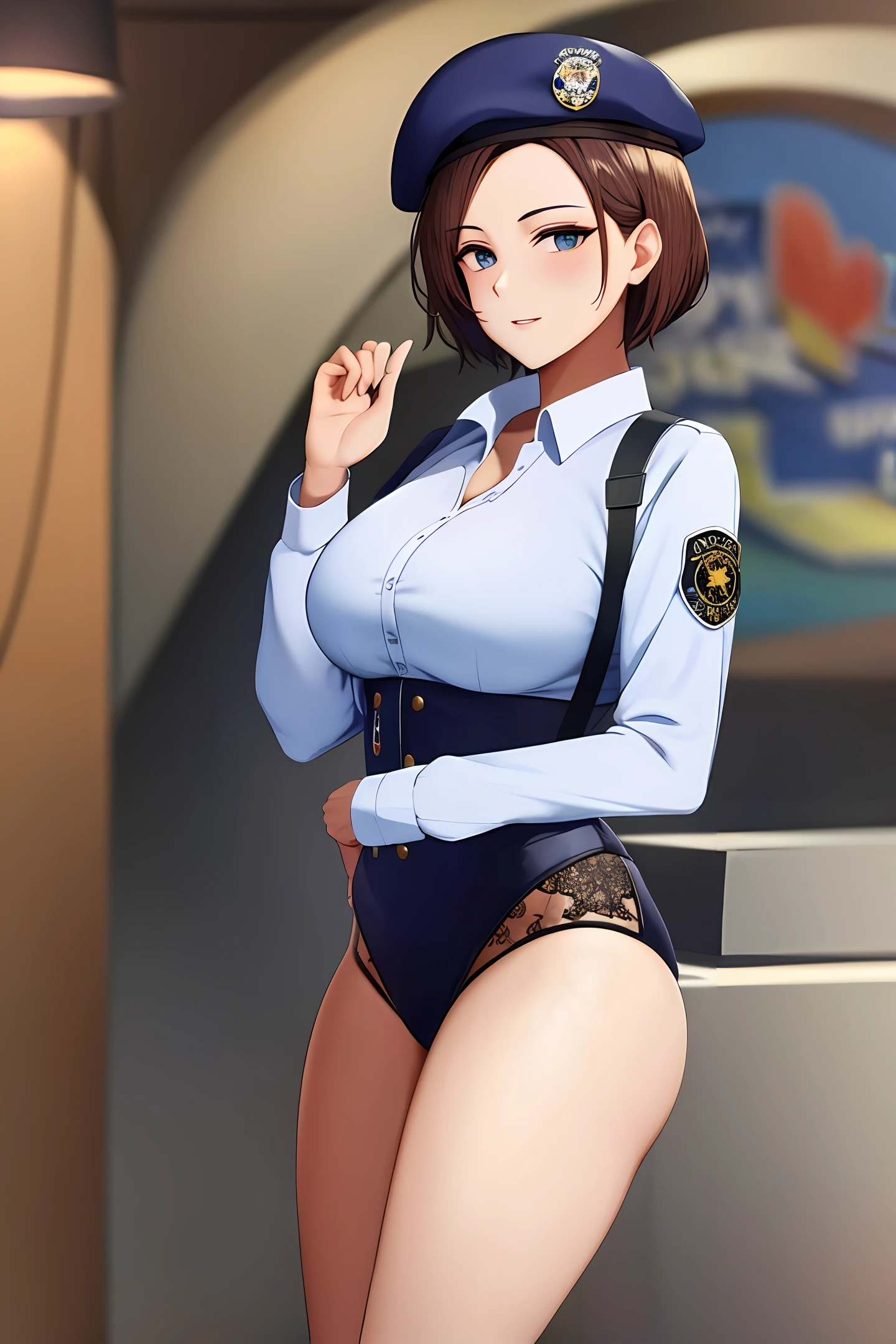 Masterpiece sexy cop breasts piquenos beret and shirt