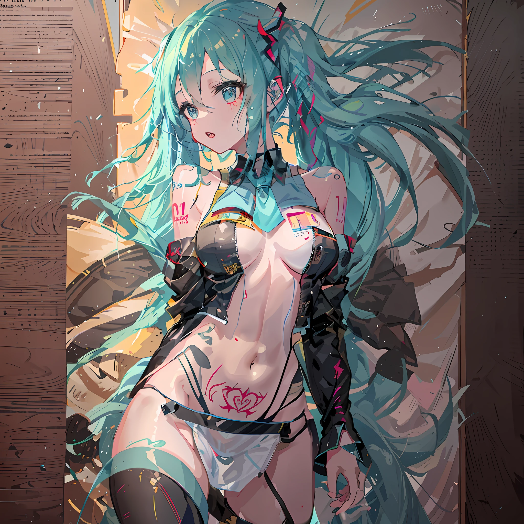Full body drawing, lines, lewdes, lewd lintattoos, nudity, with on the body