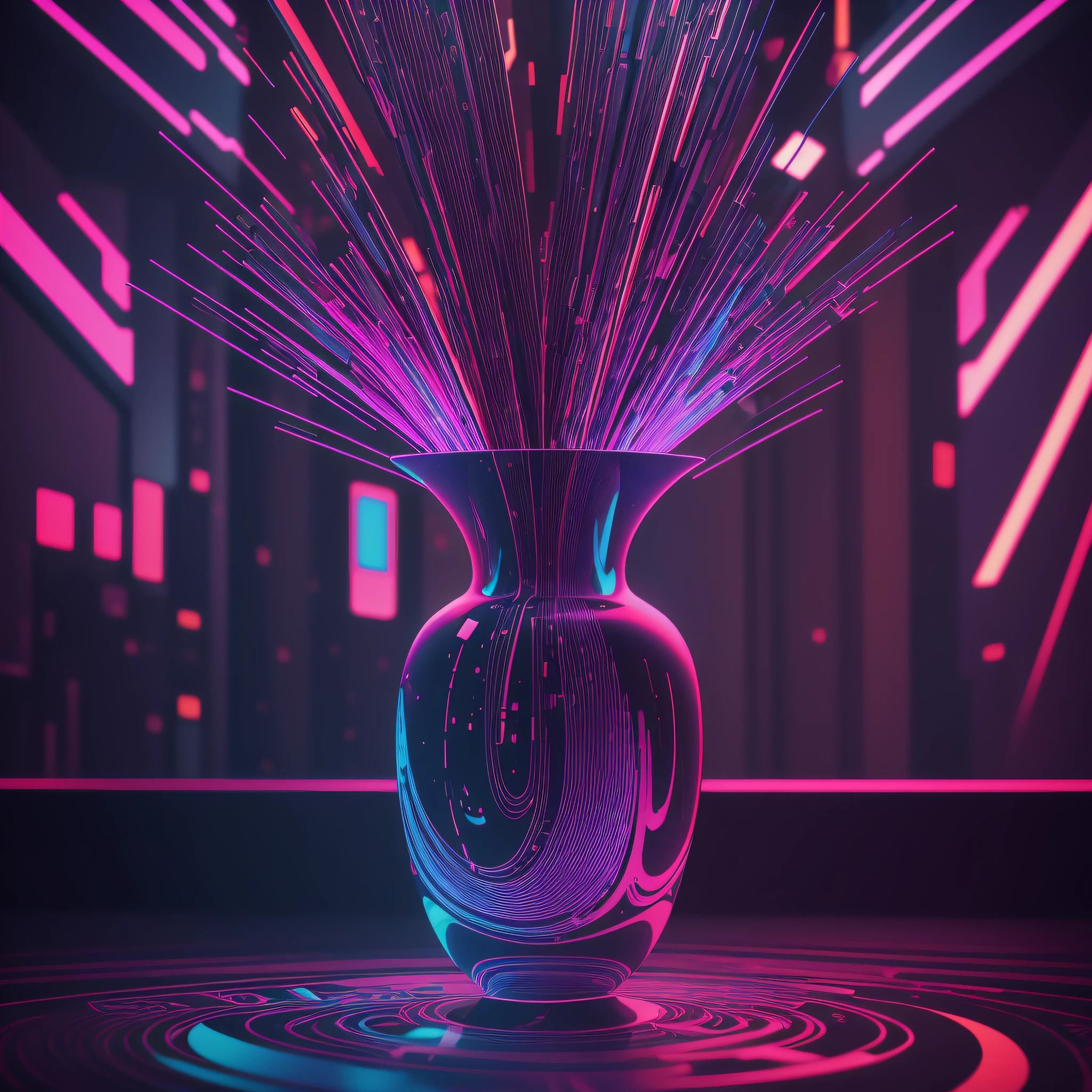 digital art of a vase, psychedelic, cinematic, detailed, cyberpunk, cinematic, 8k, by Alexej von Jawlensky --auto --s2