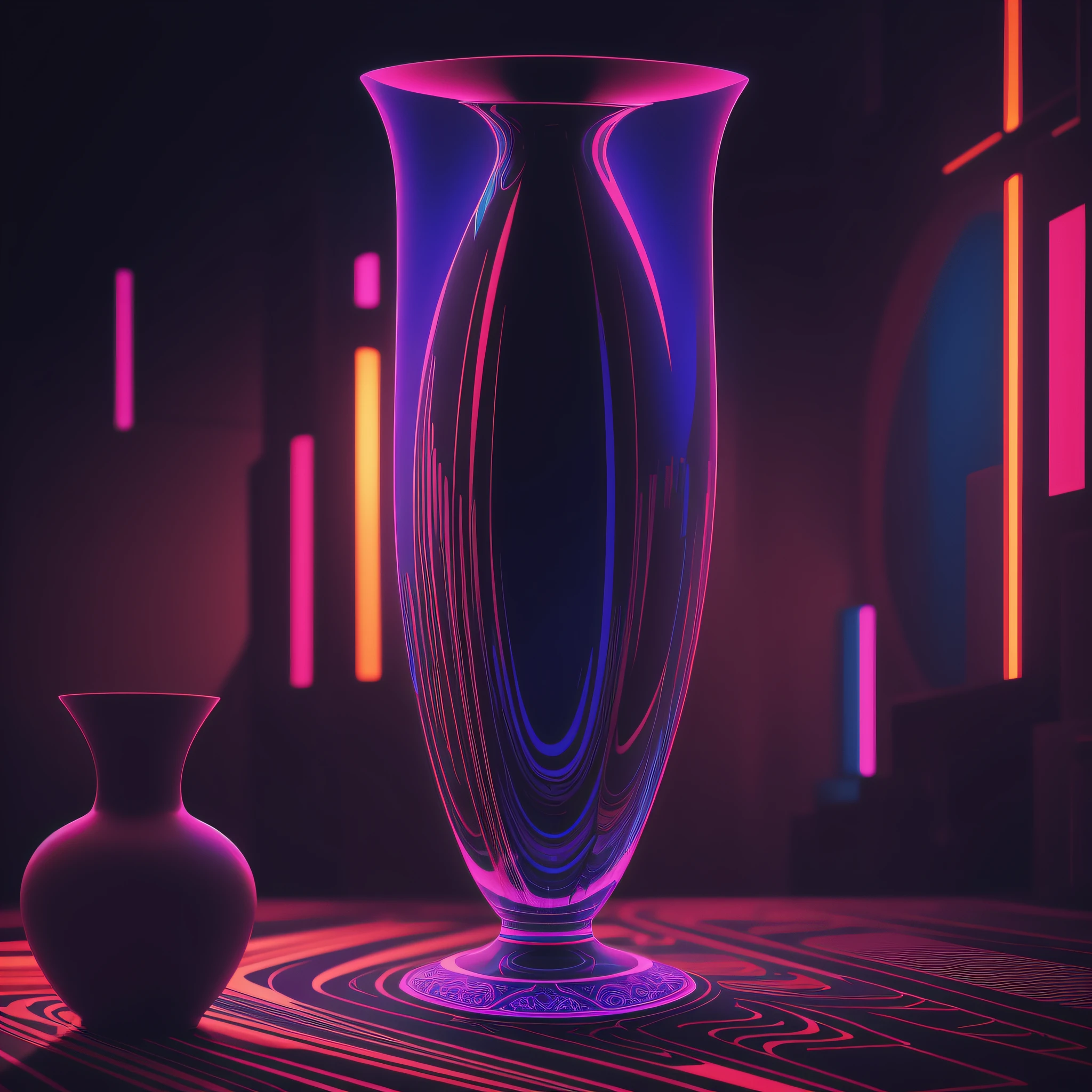 digital art of a vase, psychedelic, cinematic, detailed, cyberpunk, cinematic, 8k, by Alexej von Jawlensky --auto --s2