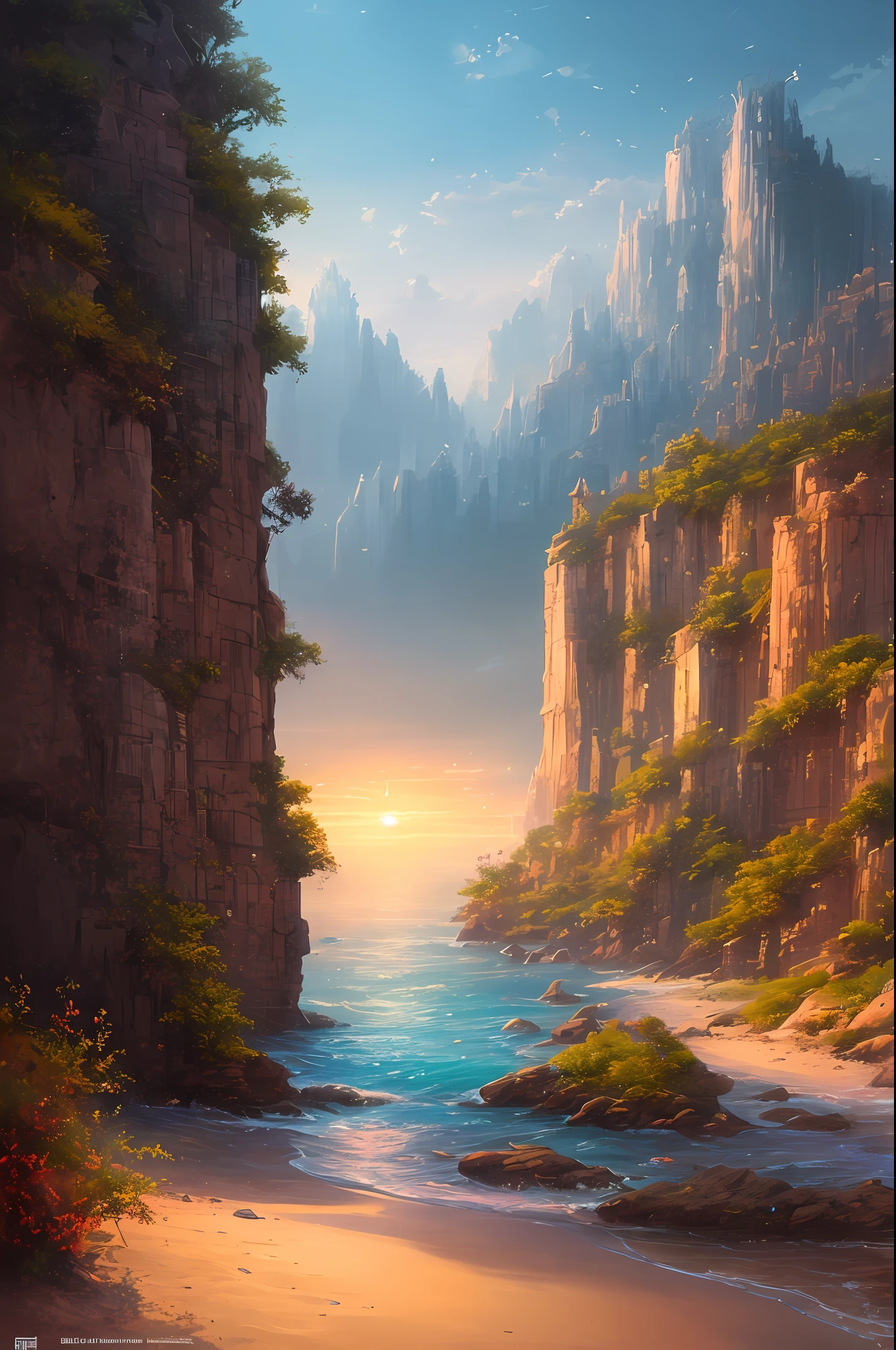 Masterpiece, best quality, high quality, extremely detailed CG unity 8k wallpaper, sand at dusk, sea in dusk sun, creating a mysterious and captivating feeling, artstation, digital illustration, complex, trending, pastel colors, oil painting, award winning photography, bokeh, depth of field, HDR, bloom, chromatic aberration, realism, very detailed, artstation trend, CGsociety trend, complex, high detail, dramatic, Midjourney Art