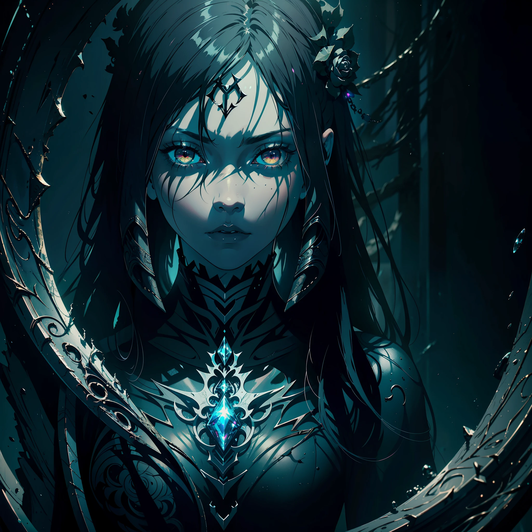 Dark throne, dark light, dark environment, dark masterpiece, young, full body size, oriental fantasy theme, crimson eyes, vertical pupils, underworld, long gray hair, cold look, tattoos, dark and light clothes, pale skin, color gradation, dark illustration, the person in the middle, extreme quality, radiant face, extremely detailed, ultra detailed, ultra hd 8k, ultra digitality, mythical, dark ray, conceptual art portrait by Greg Rutkowski, Germanic art, hyper-detailed, intricately detailed gothic art, dark gothic fantasy style, triadic colors, fantastic, intricate detail, initial screen, complementary colors, fantasy concept art, 8k resolution, gothic masterpiece deviantart, oil painting, heavy strokes, soft lighting, film photography, photography, film grain, Anna Dittmann, hyperrealism, oil drip