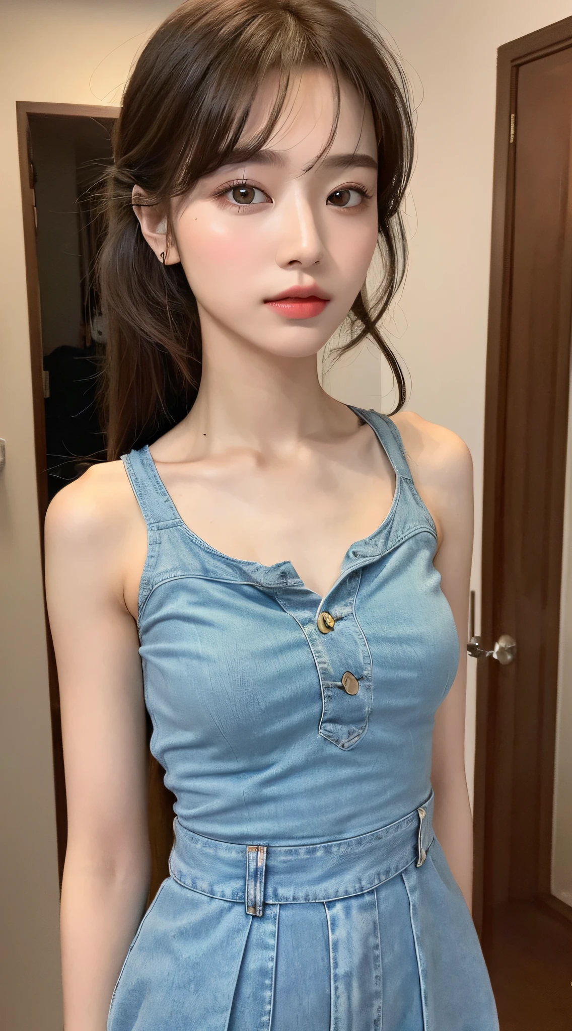 ((Best Quality, 8K, Masterpiece: 1.3)), 1girl, Slim Abs Beauty: 1.3, (Hairstyle Casual, ), Dress: 1.1, Super Fine Face, Fine Eyes, Double Eyelids, Home, No Chest