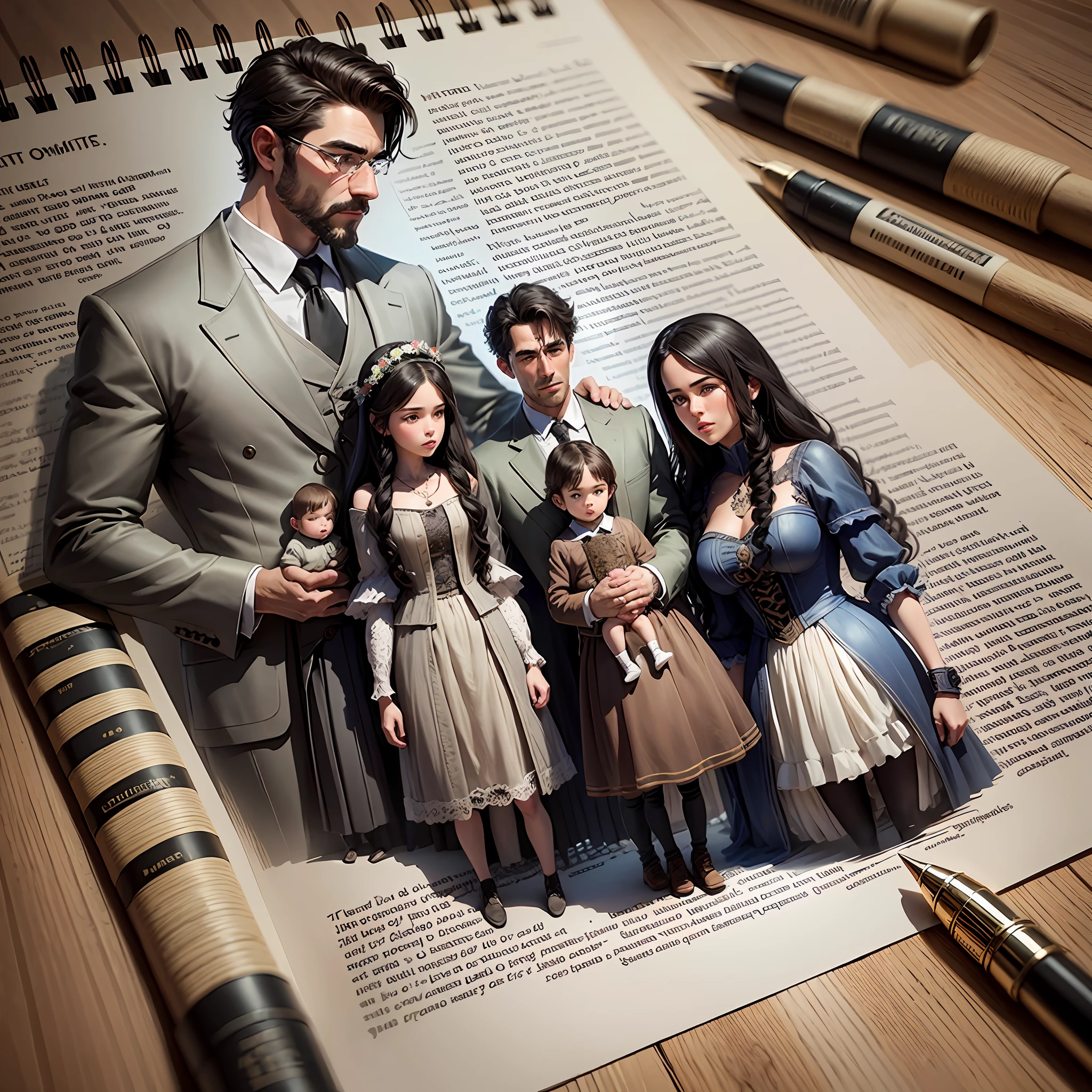 high quality, better detailing, ultra-realistic illustration of a family tree with silhouettes of men and women --auto --s2