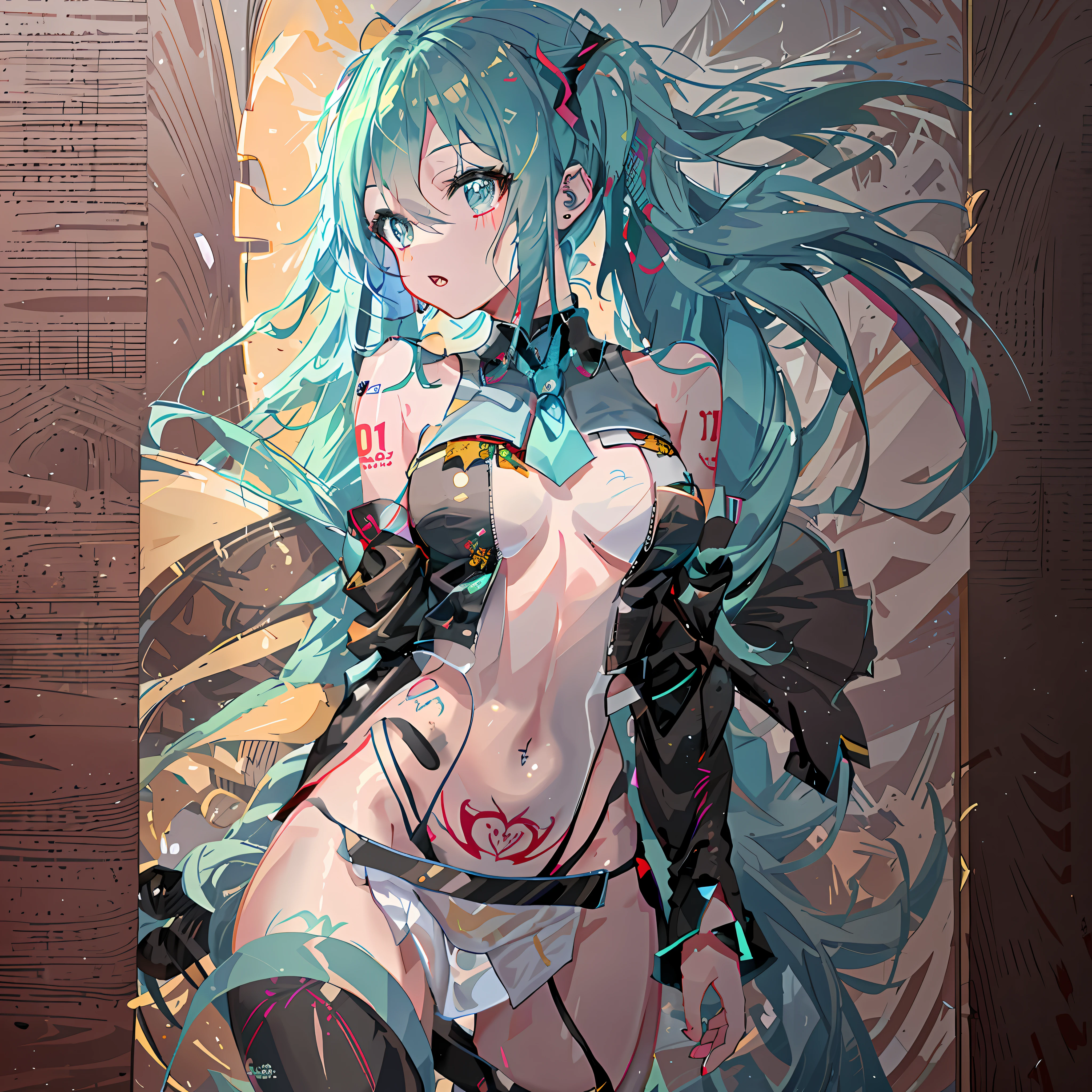 Full body drawing, lewd lines, lewd lines, lewd lines, tattoos, nudity, with words on the body
