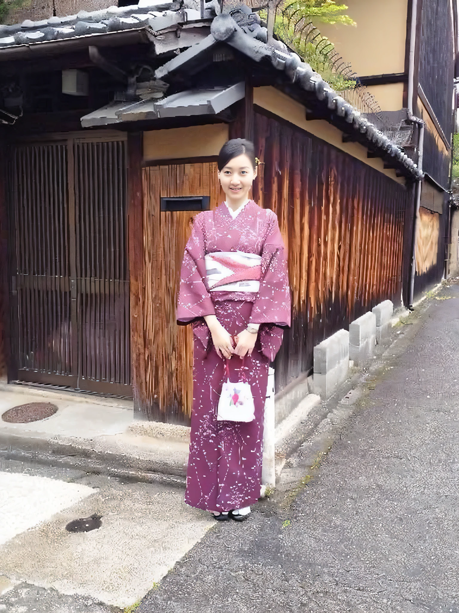 araffe woman in a kimono standing in front of a building, wearing hakama, wearing a haori, wearing a kimono, in kimono, wearing kimono, wearing a colorful yukata, wearing royal kimono, in a kimono, wearing kimono armour, classy yukata clothing, wearing kimono armor, japanese kimono, hakama kimono, japanese woman --auto --s2
