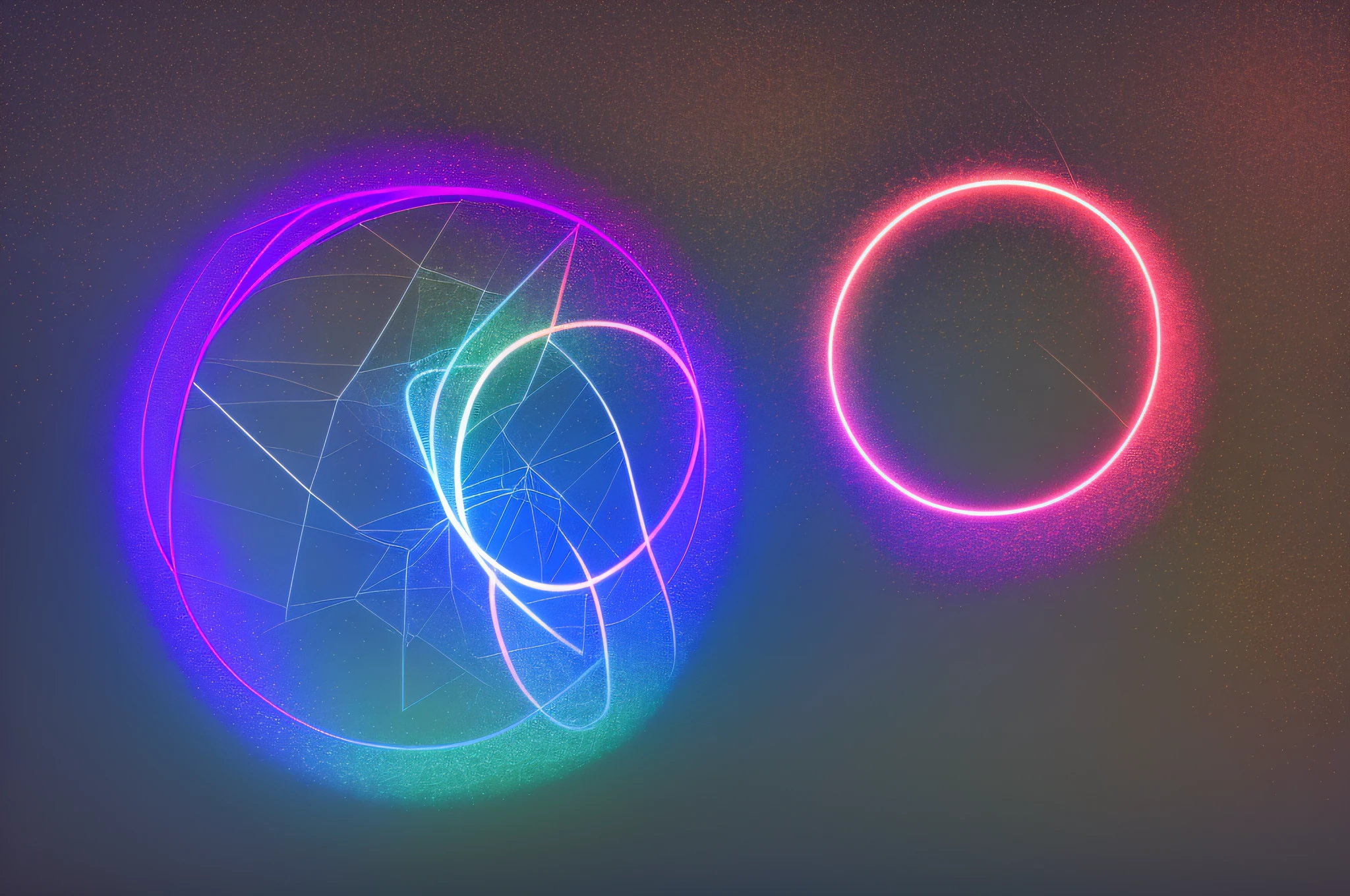 3d render, abstract cloud illuminated with neon light ring on dark night sky. Glowing geometric shape, round frame --auto --s2