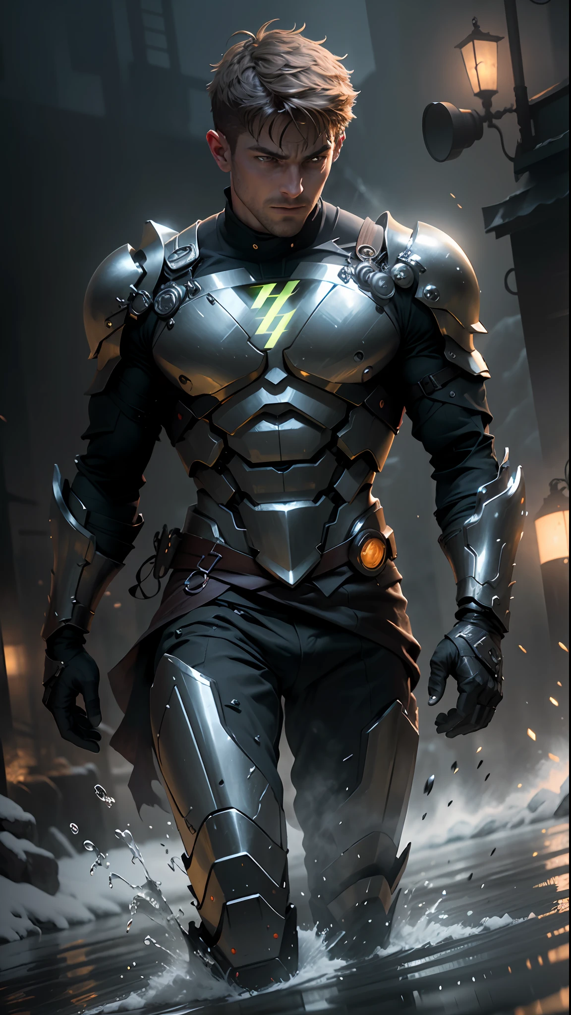 **3D look, A stunning full body portrayal of gerrard butler as leonidas in the 300 movie in the midst of an intense nighttime battle. Nightmare. Japanese style. Cyberpunk. lightning. The dynamic composition showcases the powerful, fluid movements, with muted hues that heighten the dramatic action. impressive, surreal, cinematic lighting, cinematic photoshot, extremely detailed and complex, VFX volume fog around, nighttime, super max, surreal, super detailed, high contrast, Rtx on, Hdr, photography, realistic, dof on, fov on, motion blur, lens flares on, 50mm Prime f/ 1. 8, White balance, Super resolution, Megapixel, ProPhoto RGB, VR, high, epic, Rear half lighting, Lights background, natural lighting, incandescent light, fiber optic, mood lighting, cinema lighting, studio lighting, soft illumination, volumetric, contrast, dark lighting, accent lighting, projection global illumination, Screen space global illumination, Ray tracing global illumination, Red fringing light, 45% cold color grading, Optics, Scattering, Glow, Shadows, hyperrealism, Caustic water, refraction water, exquisite detail, intric ately - detailed, ultra - detailed photography, high - sharpness, high reflection, award - winning photograph