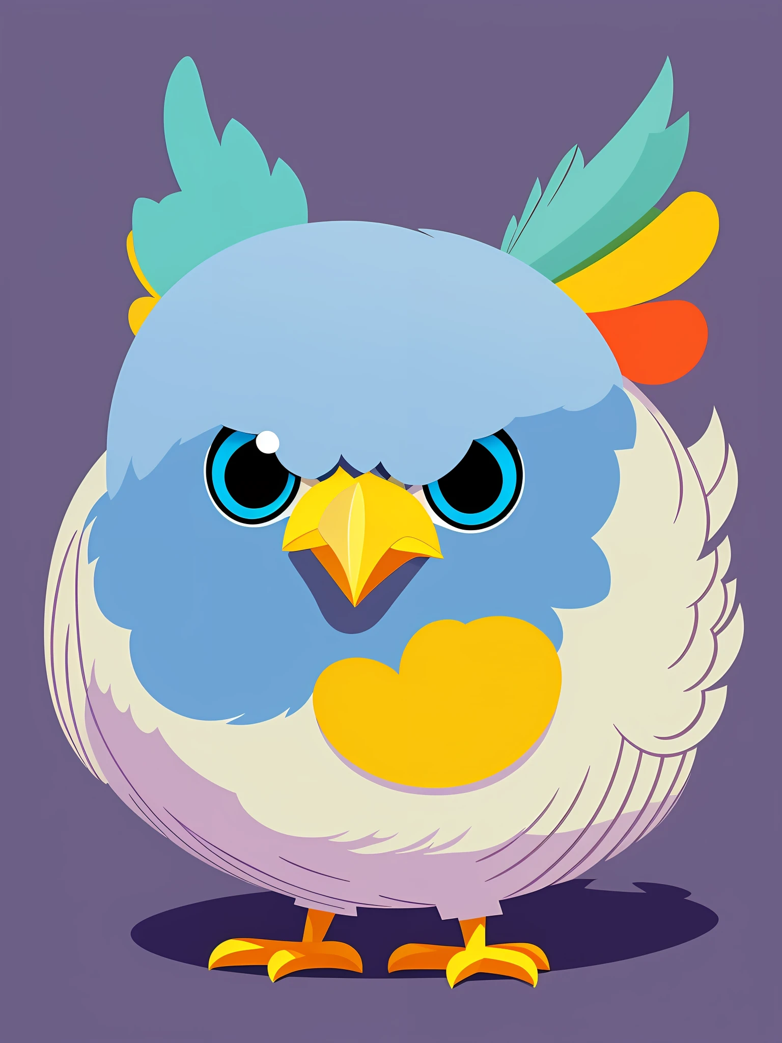 Drawing style Chicken Pintadinha: adorable and captivating character, rounded body, soft strokes and cartoonish aesthetic. Vibrant colors, shades of blue, yellow and red with subtle variations. Big, expressive eyes, sympathetic face with infectious smile. Smooth, curved lines, with a few lines set to highlight outlines. Fully transparent background. Configuration: Pixel: 640x480, Resolution: 1, Sampling method: DDIM, Number of steps: 15, CFG scale: 10, Seed: 456, Upscale: 1. Tags: masterpiece, children's character, Chicken Pintadinha, vibrant colors, soft lines, joy, transparent background. --auto --s2
