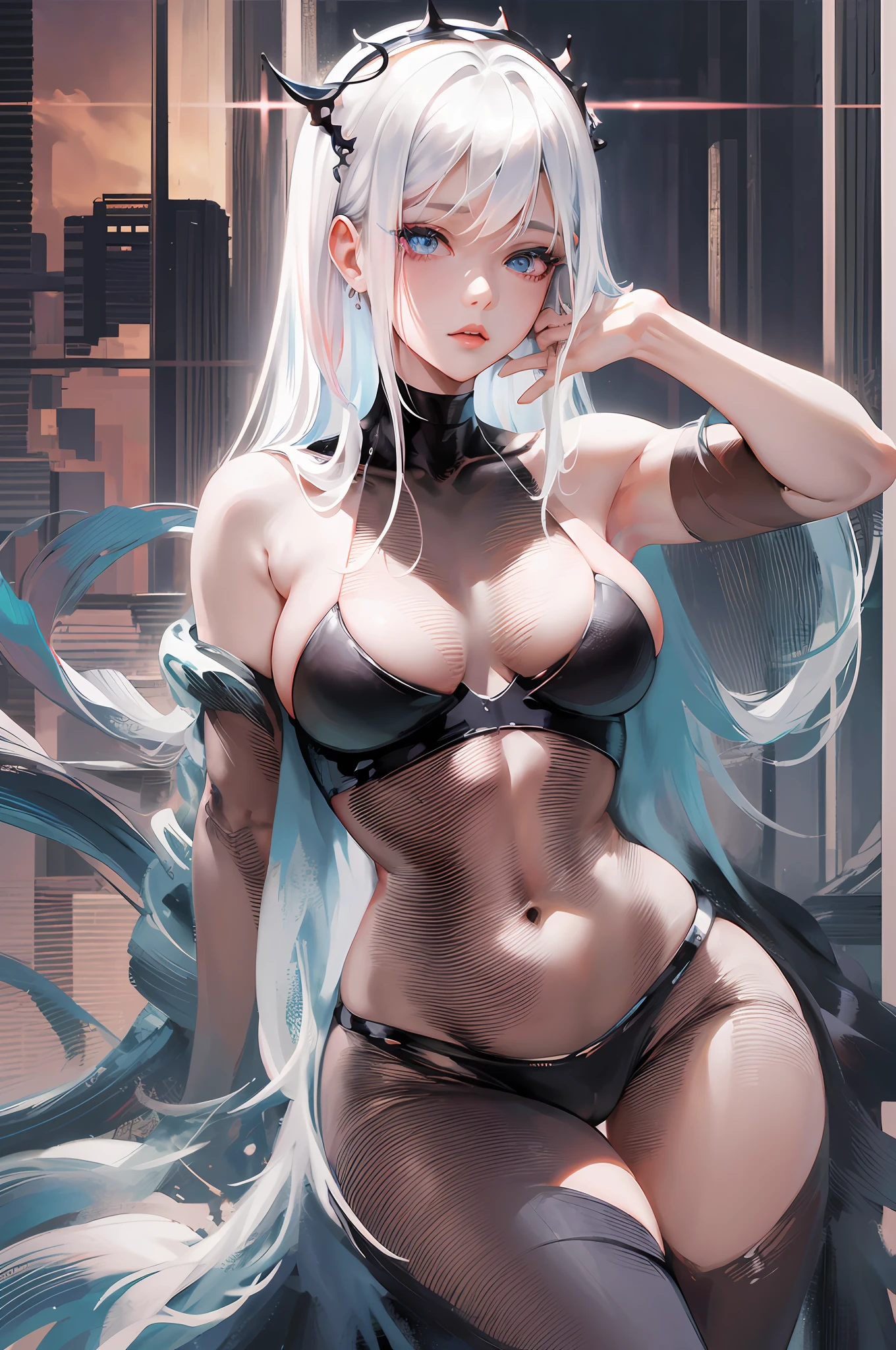 anime girl with white hair and black clothes posing naked, extremely detailed artgerm, detailed digital anime art, artgerm on artstation pixiv, guweiz on pixiv artstation, guweiz on artstation pixiv, fanart best artstation, :: rossdraws, trending on artstation pixiv, rossdraws 2. 5