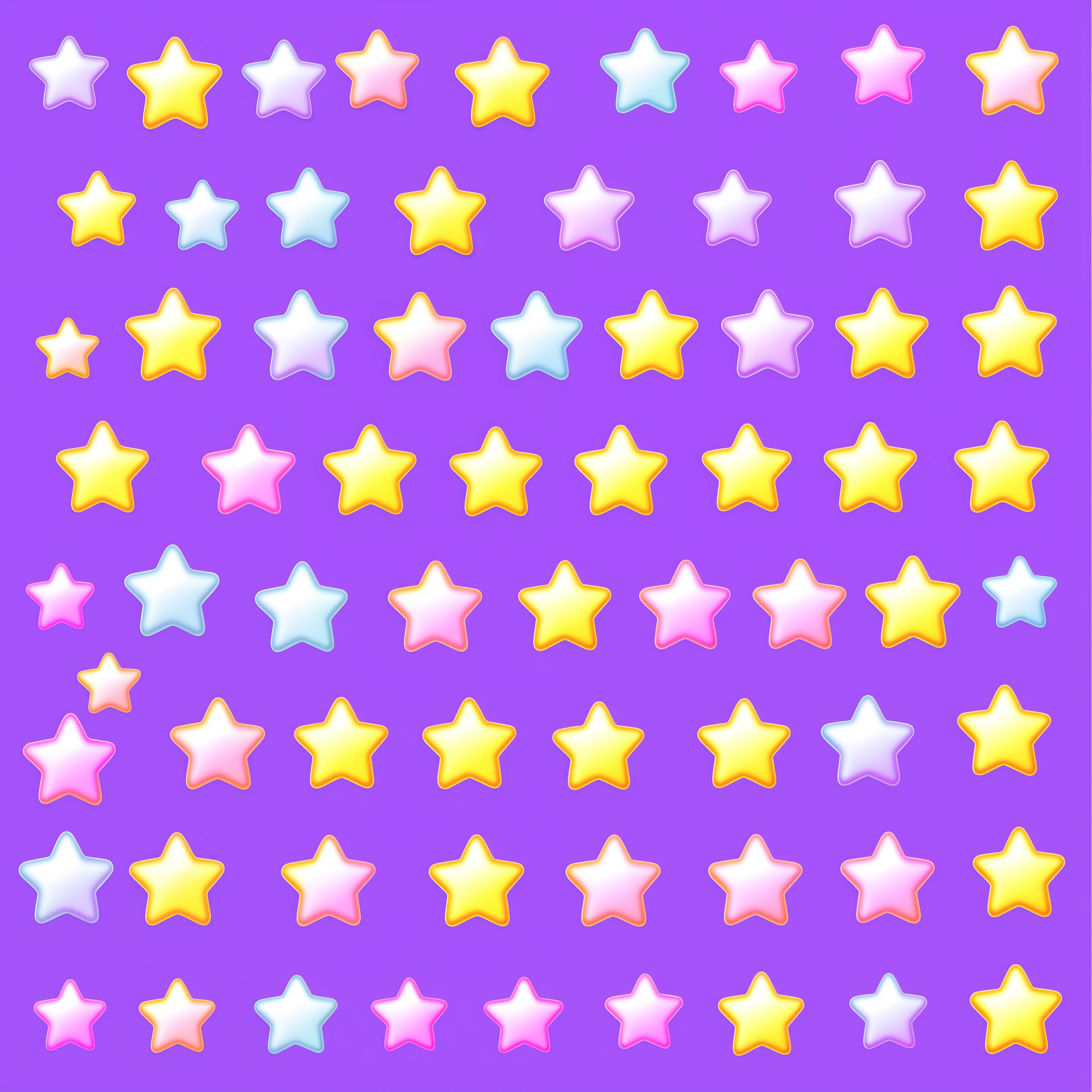 sticker, cartoon cute gold stars, pastel purple background, high quality, HD, clip art