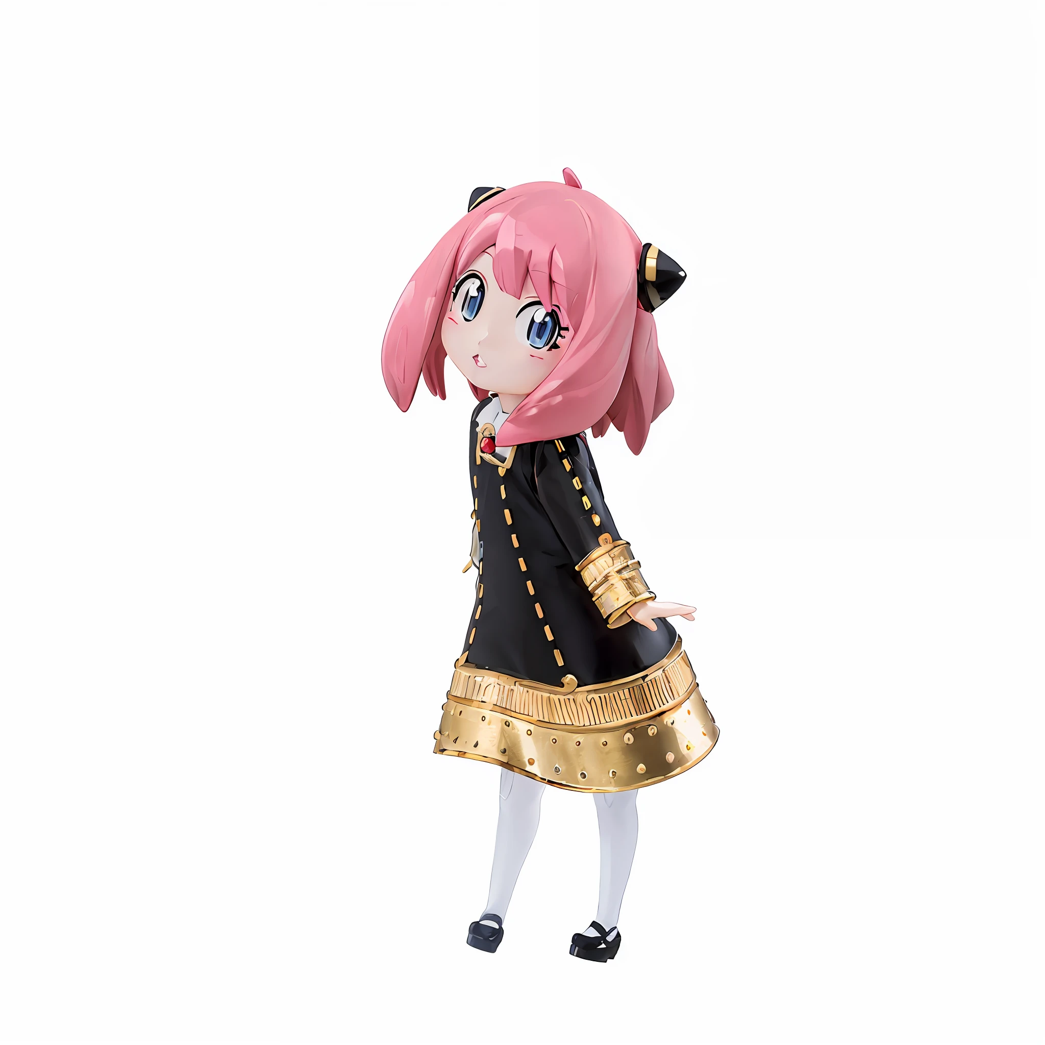 anime figurine of a girl with pink hair and a black dress, pop up parade figure, pvc figurine, moe, pudica pose, spoon pear slim loli figure, anime figurine, with pink hair, anime figure, style as nendoroid, hana yata, rin, with index finger, madoka kaname, nendroid, hanayamata