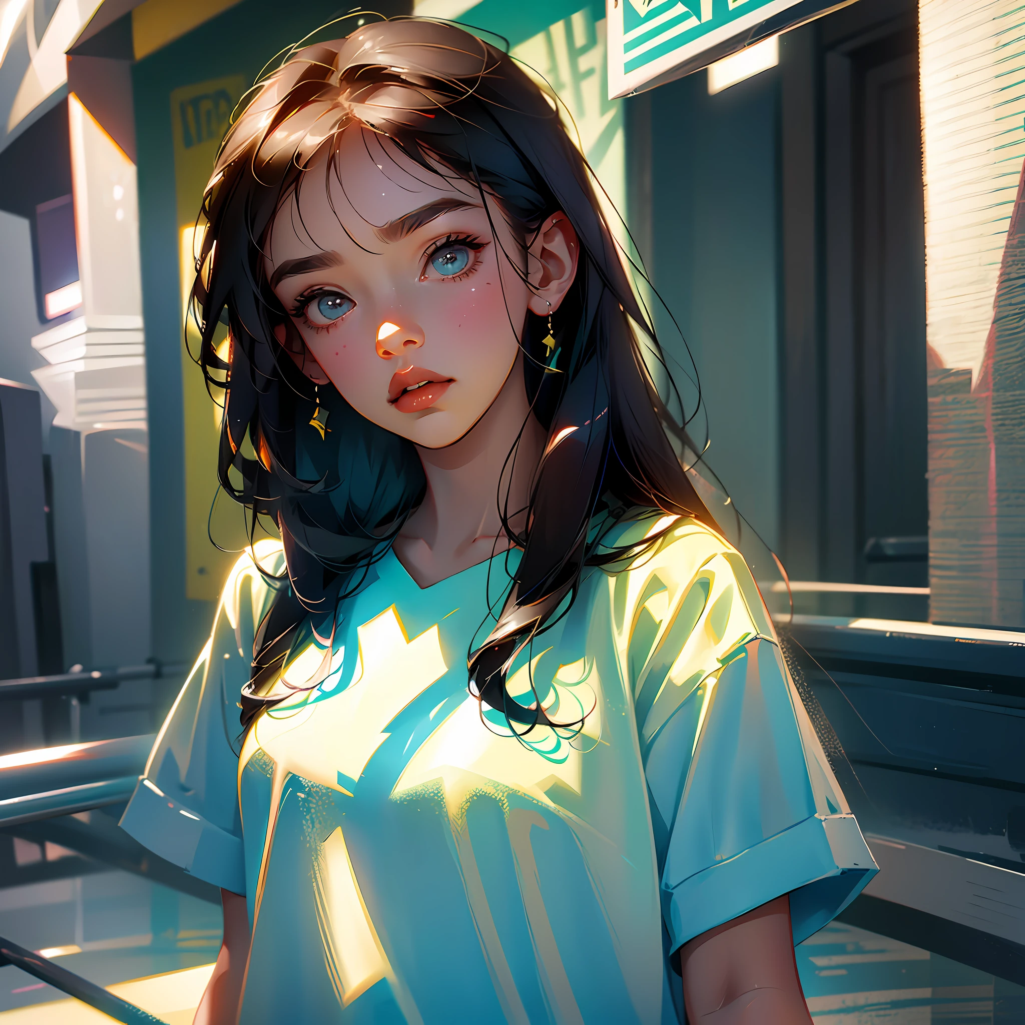 Image of a girl in simple, modern clothes, with slightly cartoonish features
