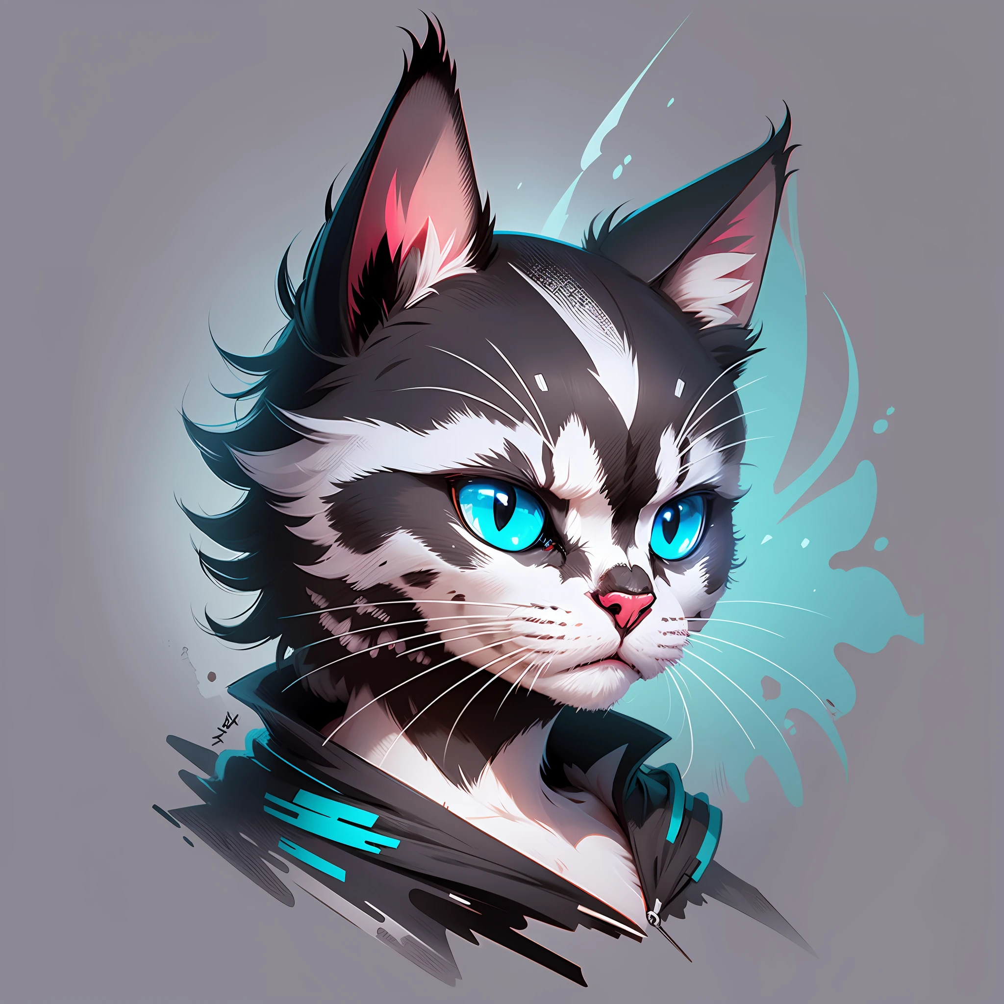 Minimalist vector, skull cat