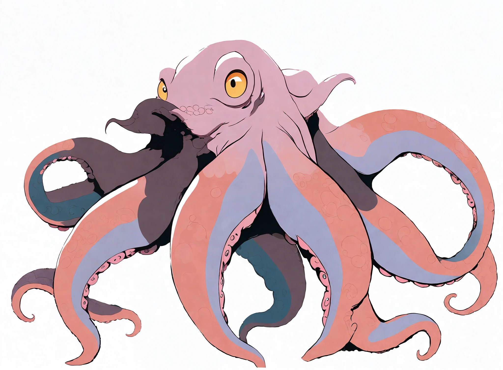 there is a cartoon octopus with a pink and blue body, anthropomorphic octopus, tentacled creature mix, kaiju cephalopod, cyborg octopus, an elephant octopus chimera, super nova octopus, cthulhu squid, cephalopod, octopus, humanoid pink female squid girl, alien squid, giant octopus, cthulu, leviathan cthulhu squid