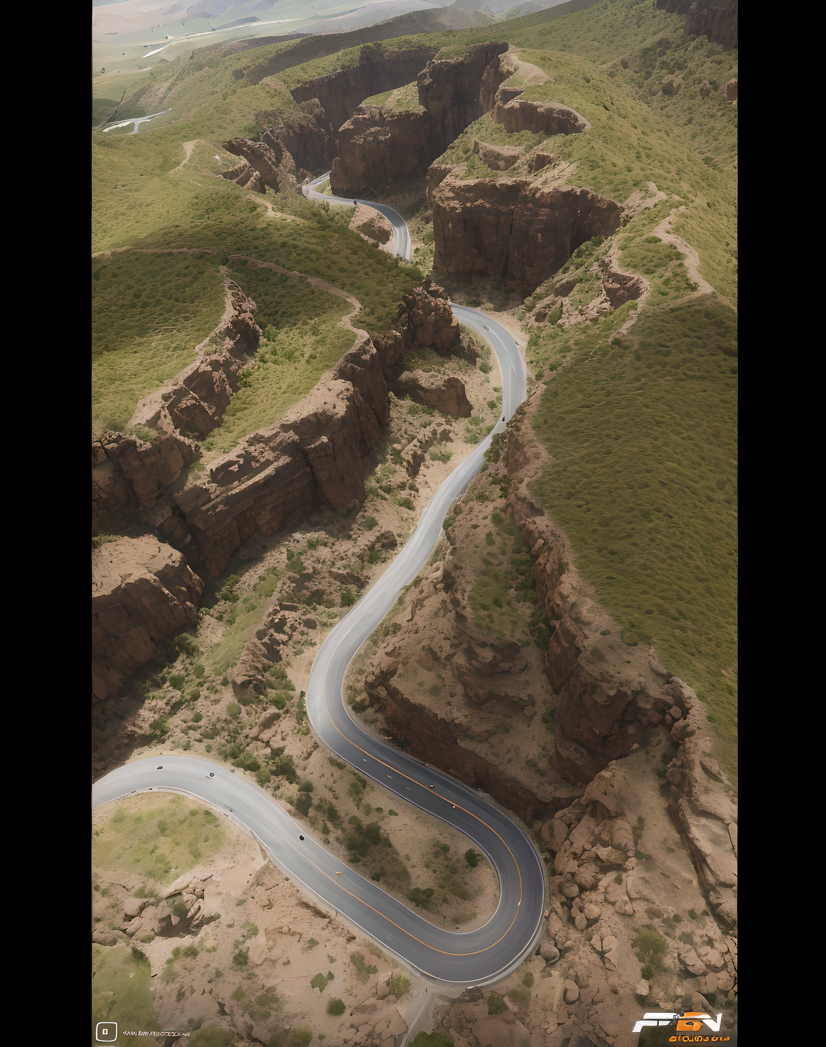 arafed view of a winding road in a mountainous area, drone photography, 4k drone photography, top-down shot, canyon, top down shot, roads, drone shot, drone photograpghy, accurate roads, top of a canyon, aerial view cinestill 800t 18mm, hd aerial photography, photorealist, from above, canyons